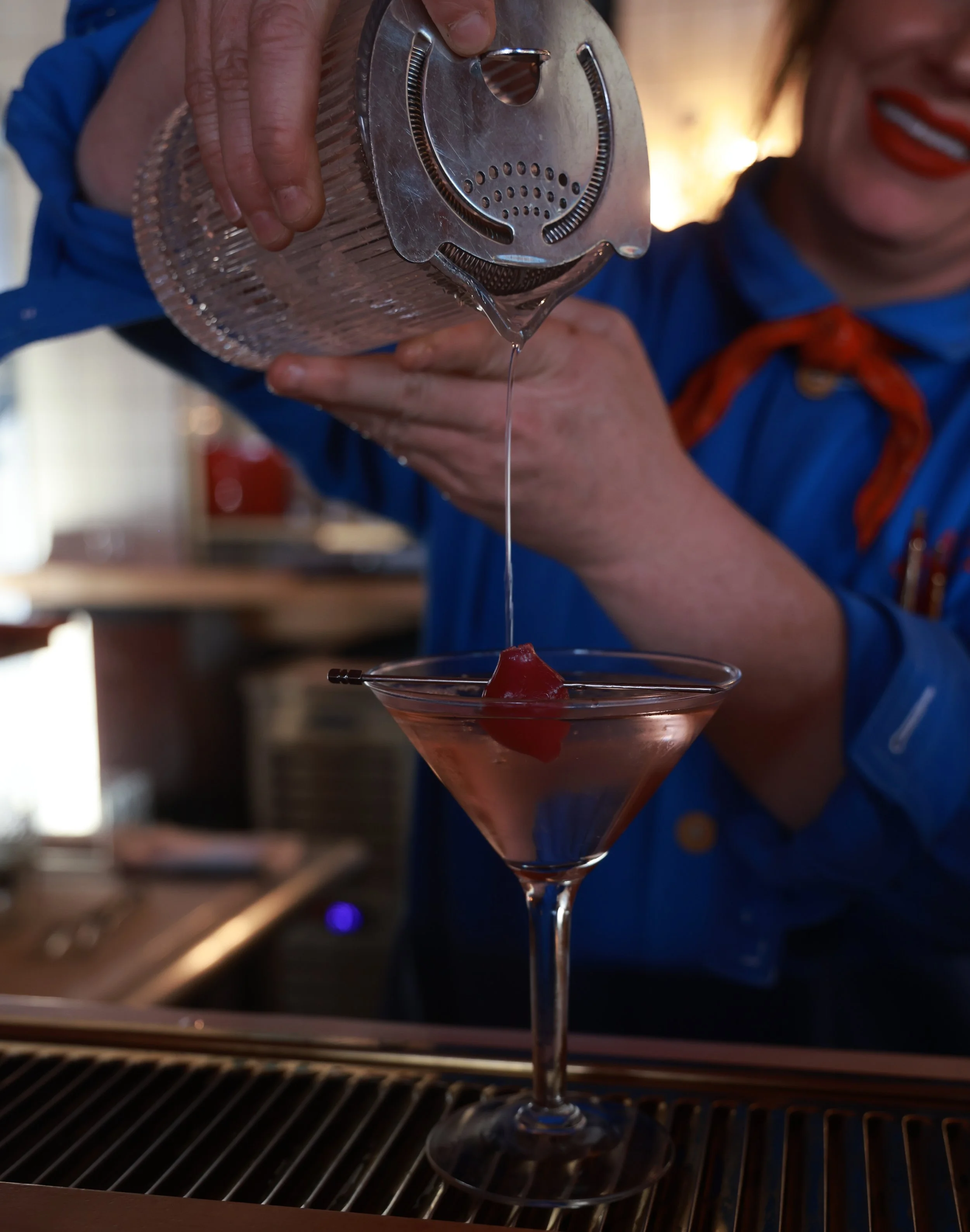 Cold martini at the bar at Mr. Cat Brasserie in Hudson NY