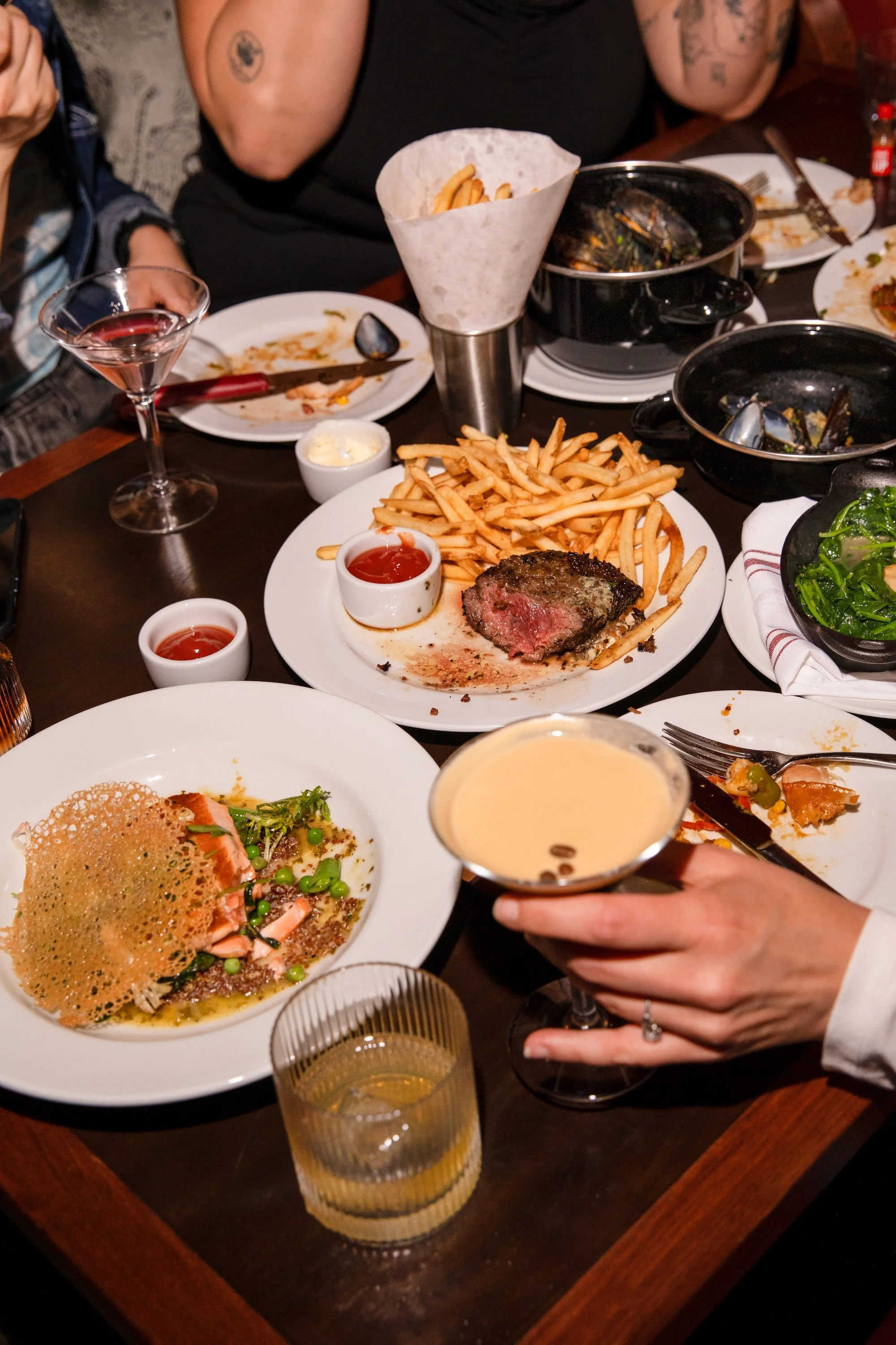Steak frites with crispy fries at Mr. Cat Brasserie in Hudson NY