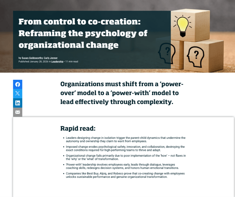 From Control to Co-Creation: Reframing the Psychology of Organizational Change