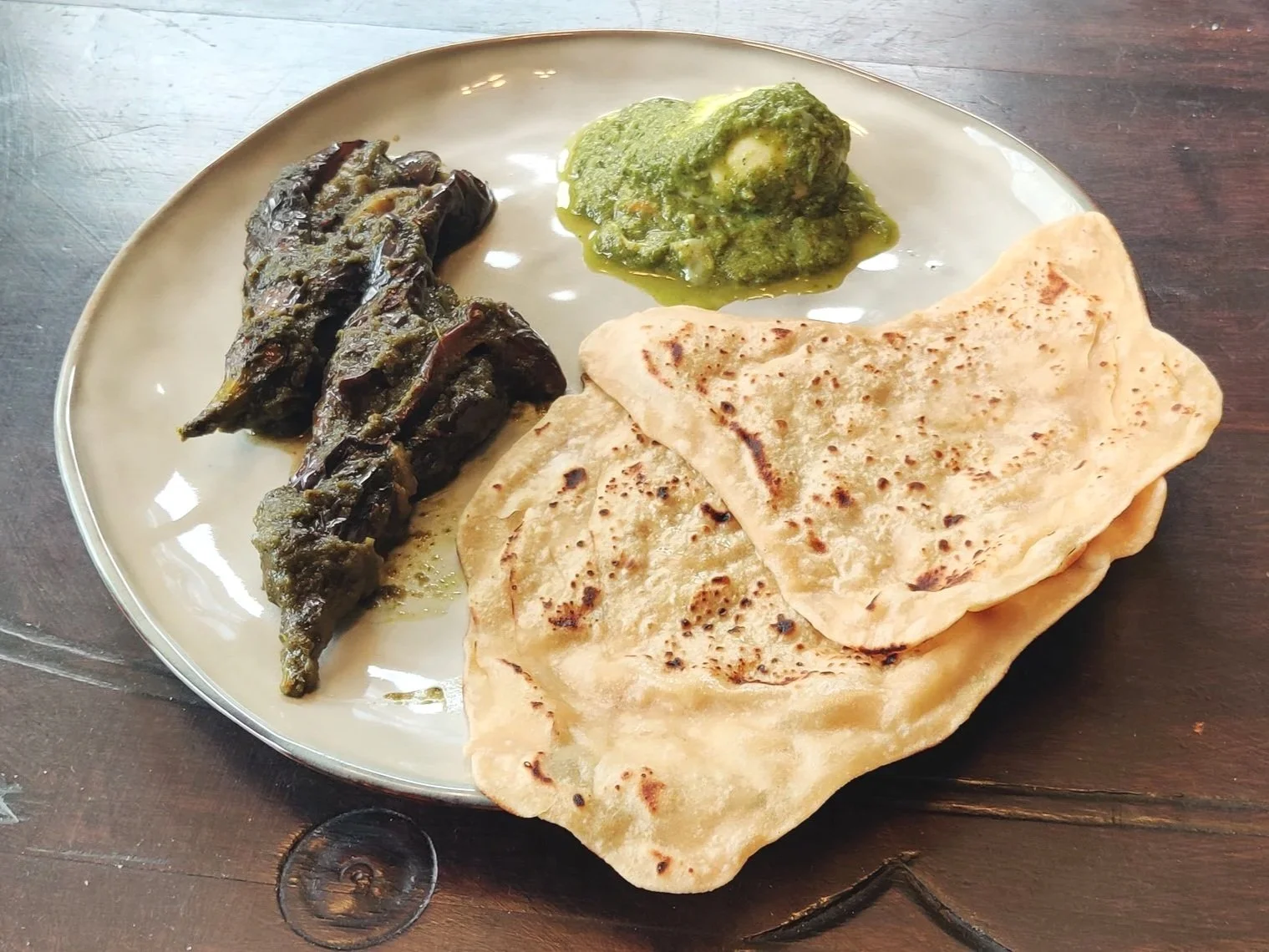 Aubergine in maharashtrian preparation with chapati