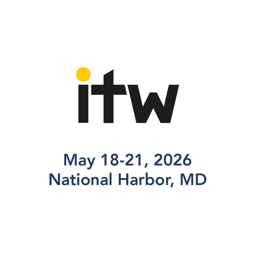 Graphics promoting an event called ITW, held from May 18 to 21, 2026, at National Harbor, Maryland.