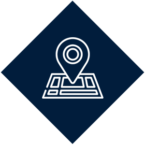 Icon of a map with a location pin marker on it.