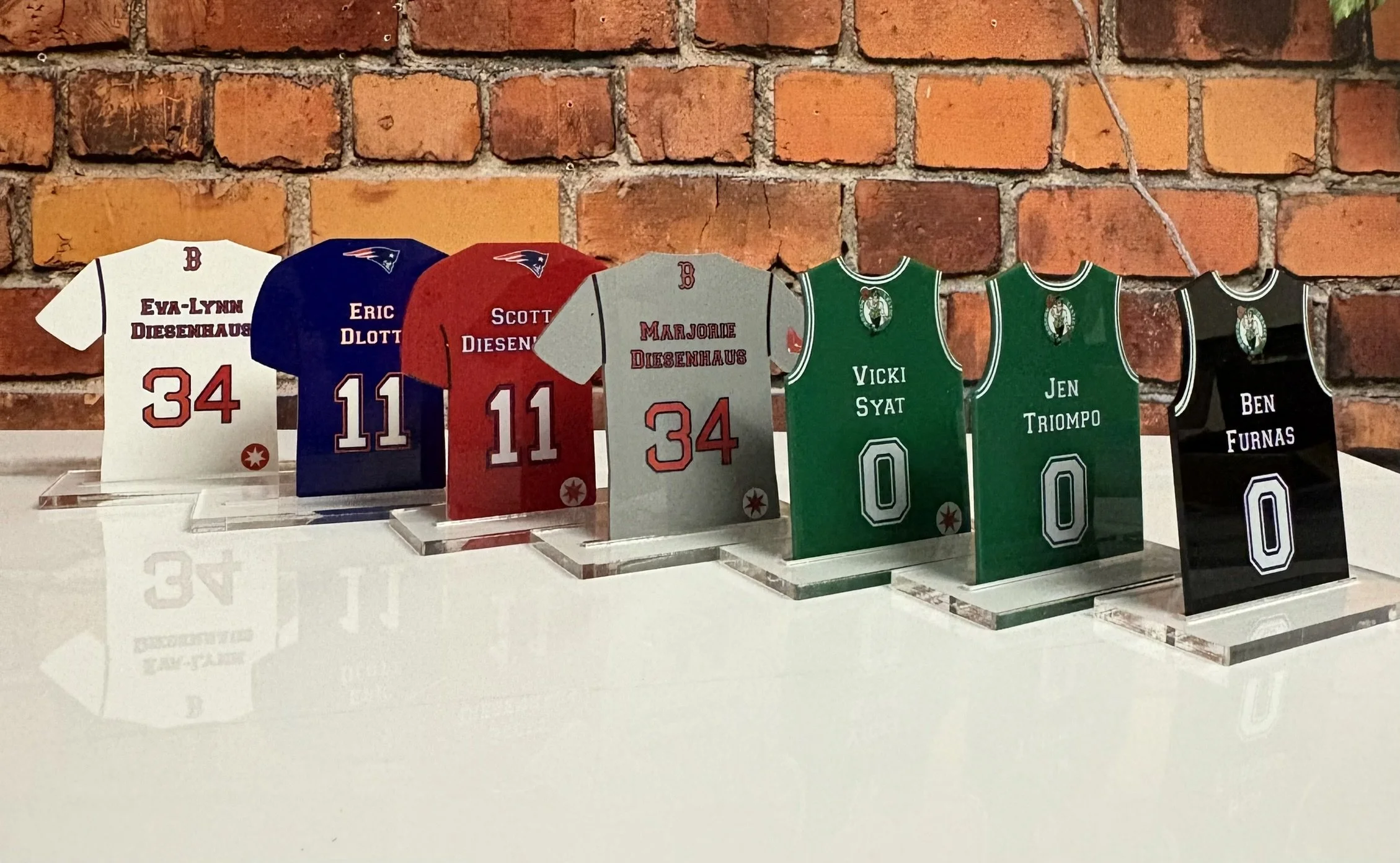Custom Boston jersey escort cards. 