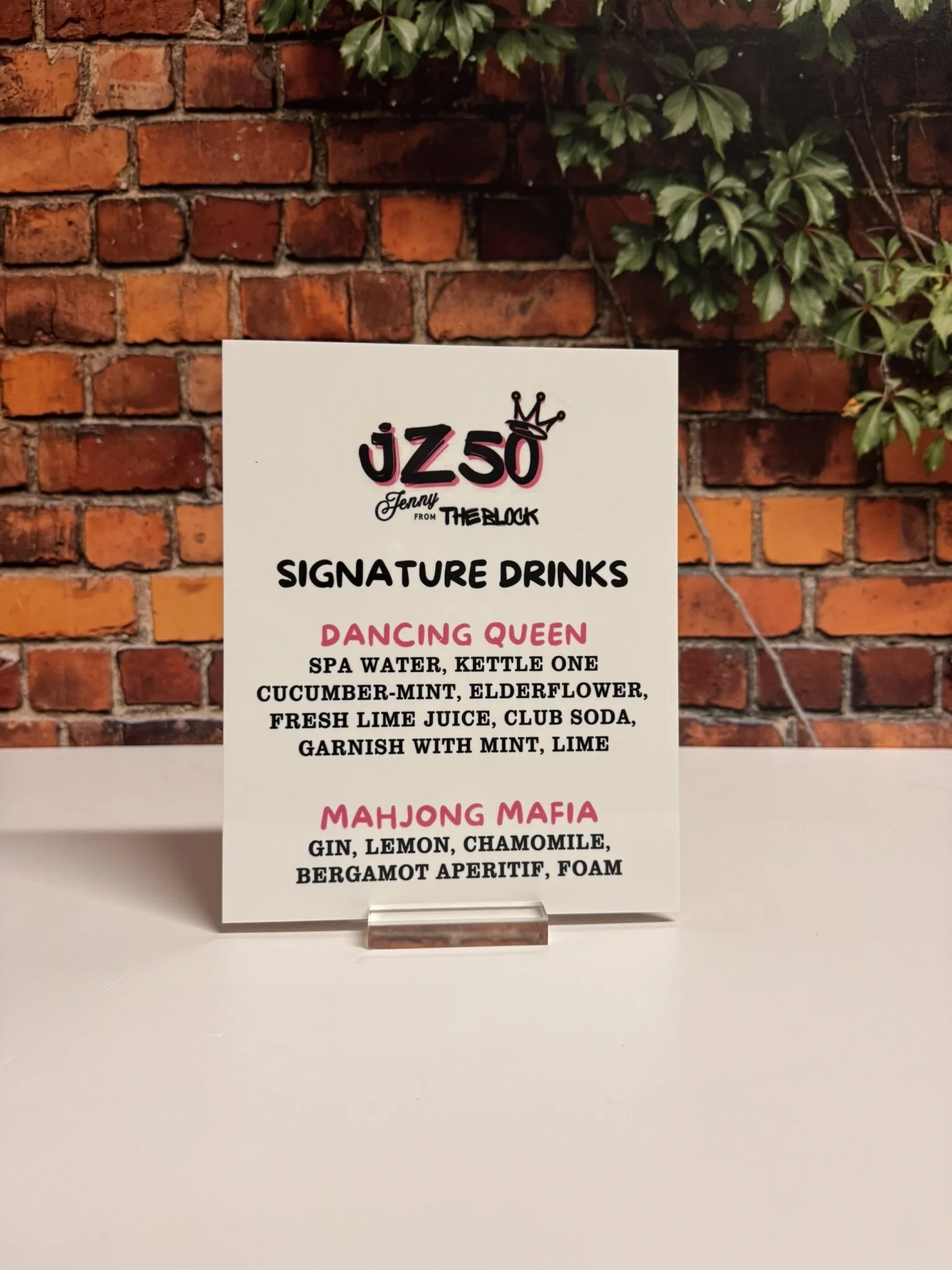 Custom acrylic drink menu with graffiti. 