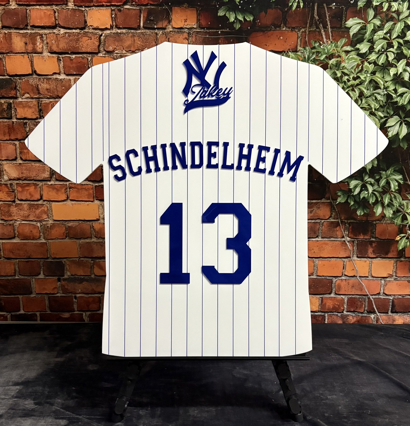 Custom Yankees baseball jersey sign-in board.
