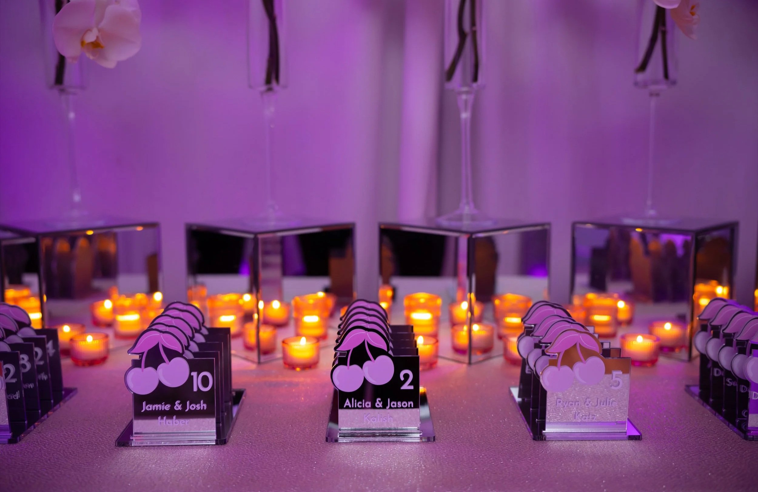 Custom cherry escort cards. 