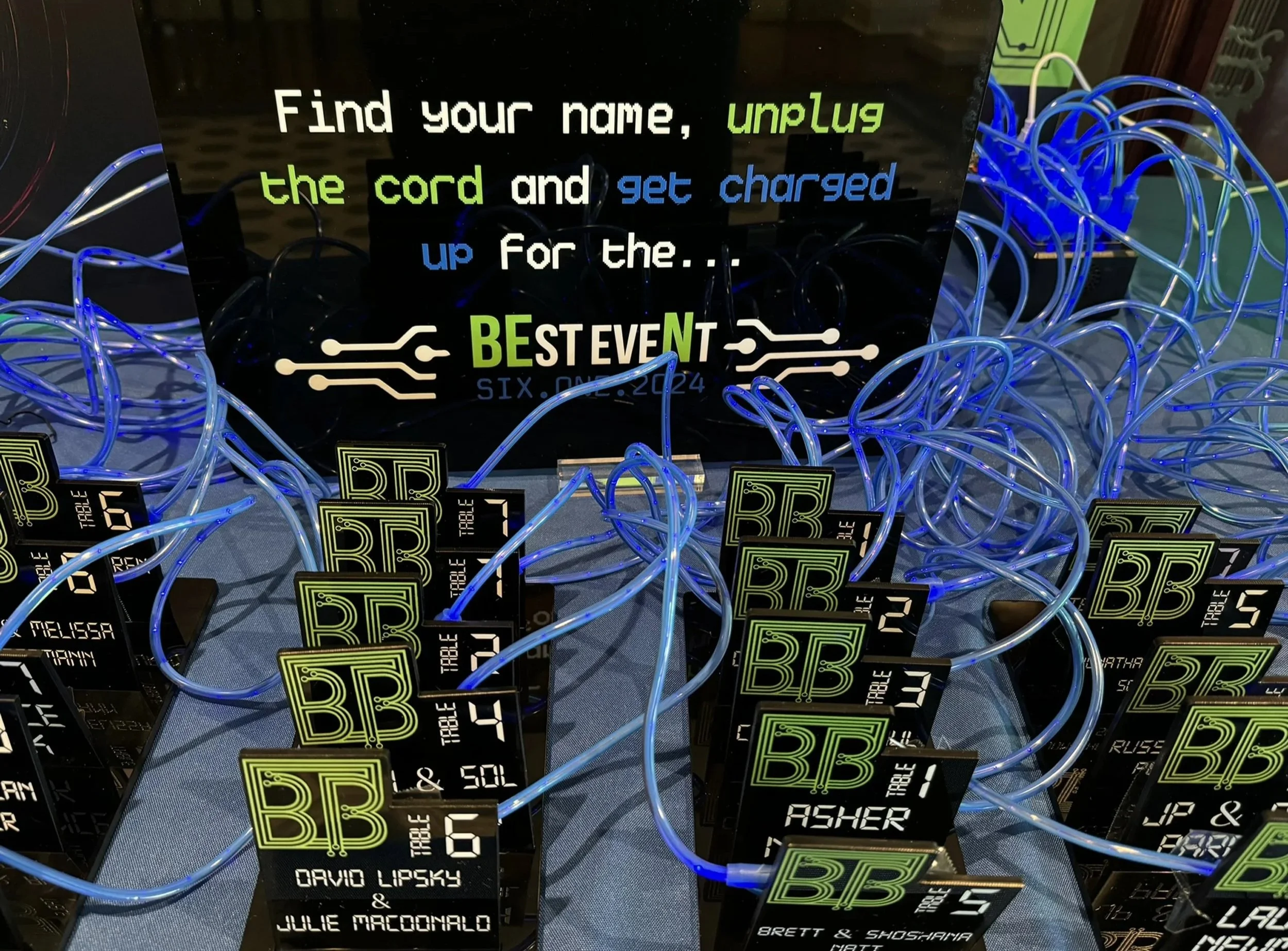 Custom science themed escort card. 