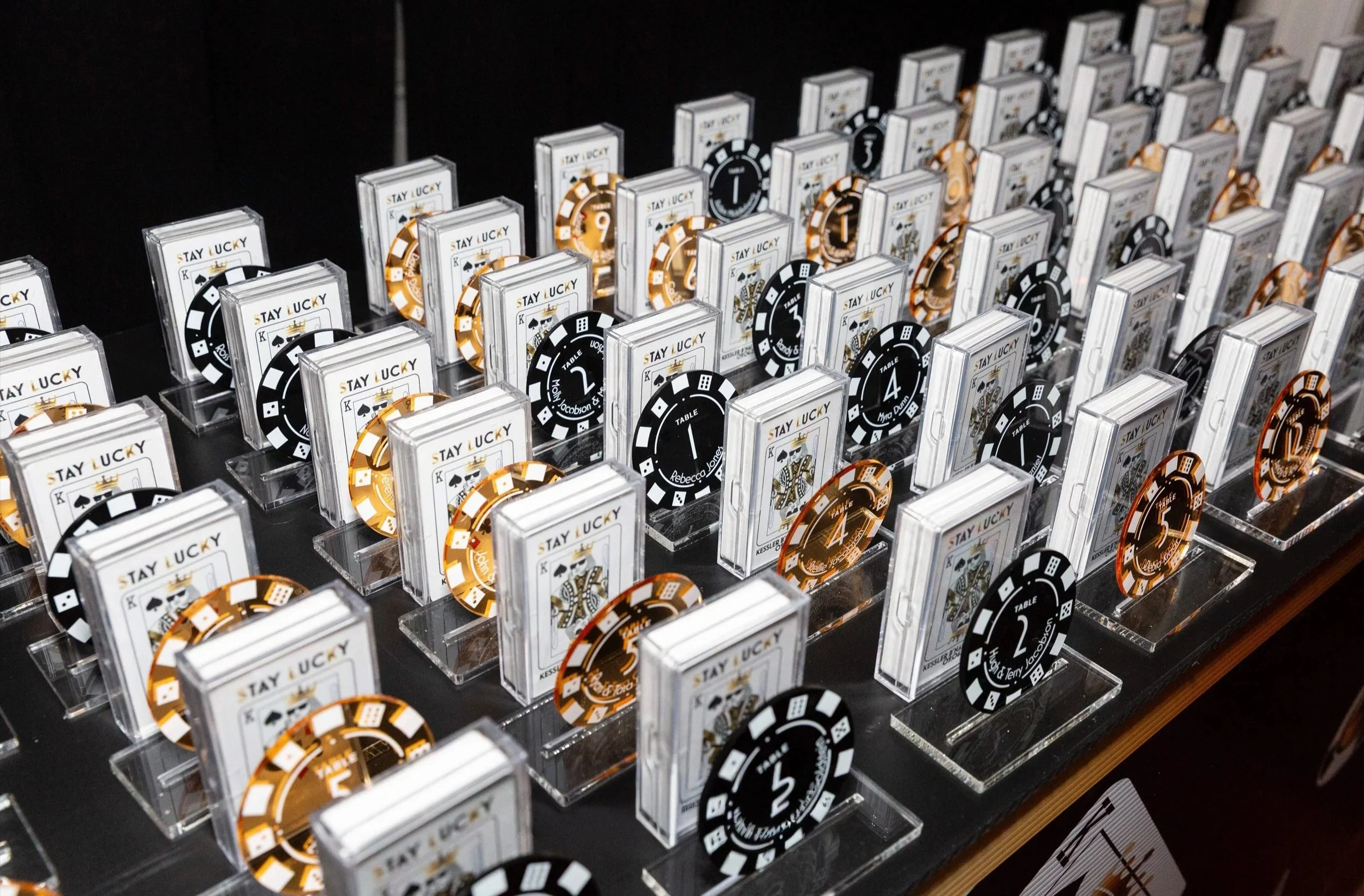 Custom poker chip escort card. 
