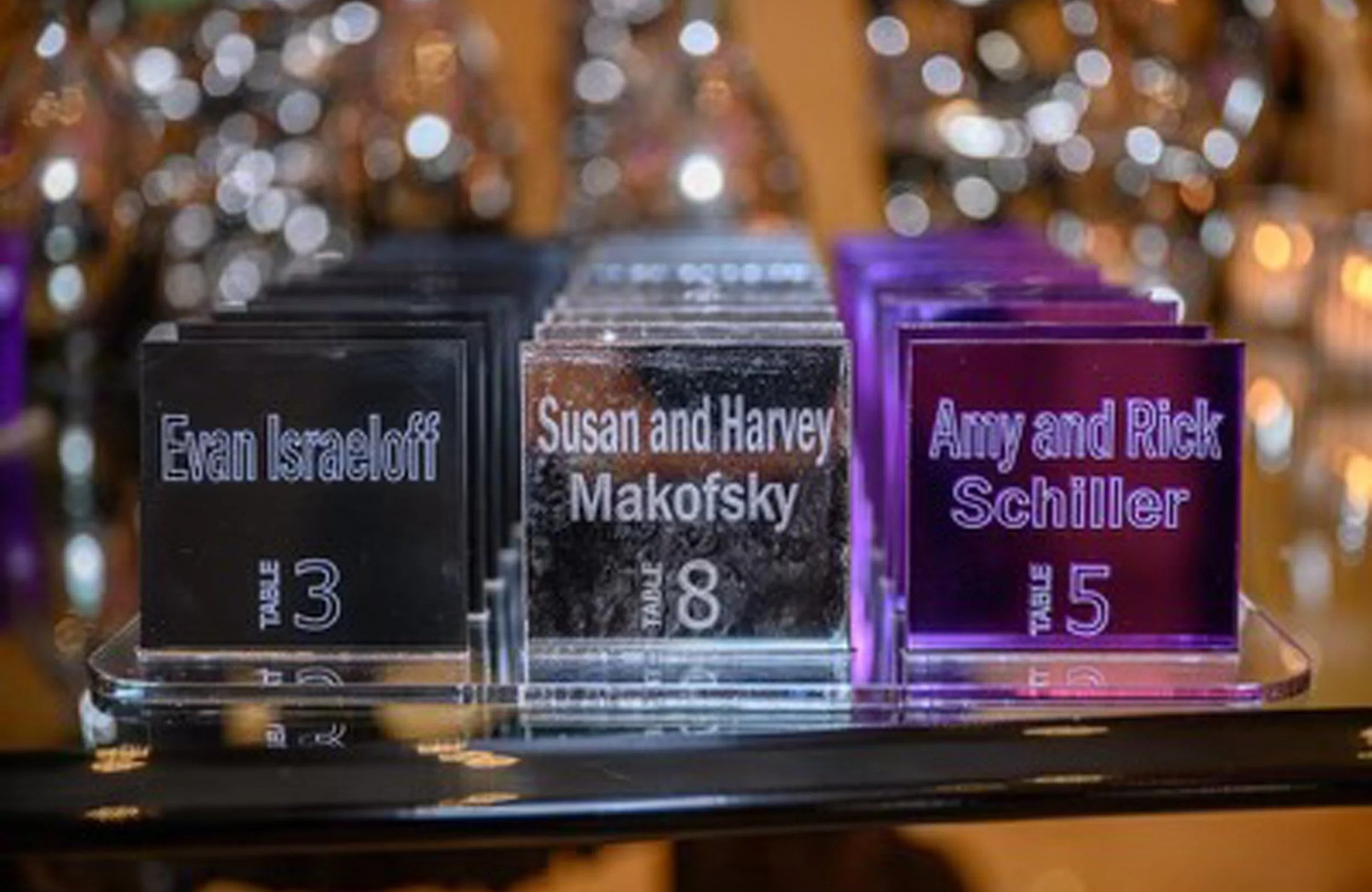 Custom mirrored escort cards. 
