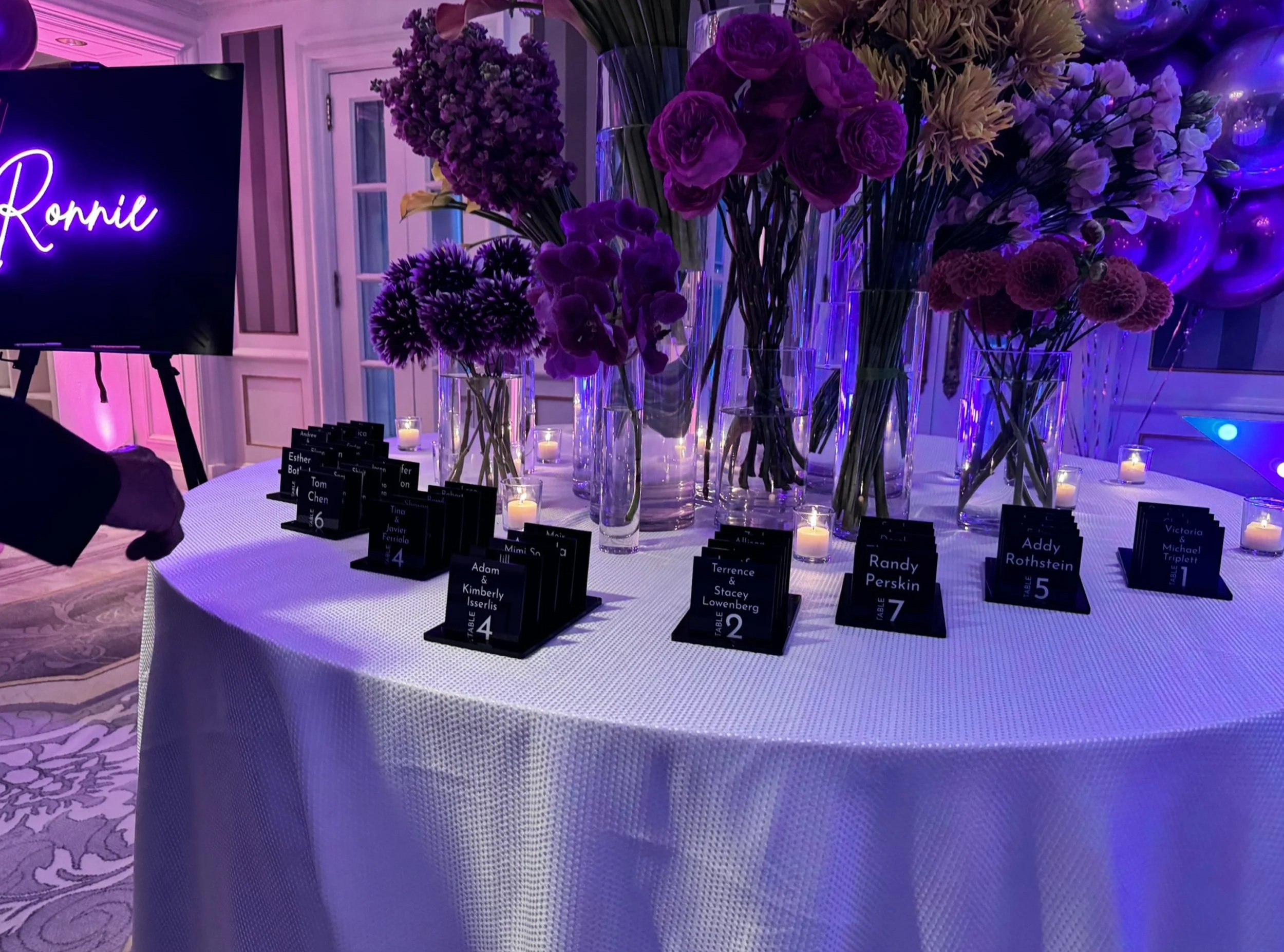Custom acrylic escort cards. 