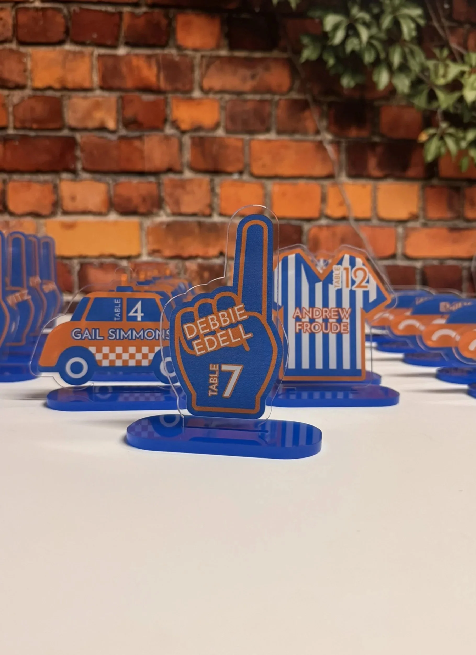 NYC Knicks themed escort cards. 