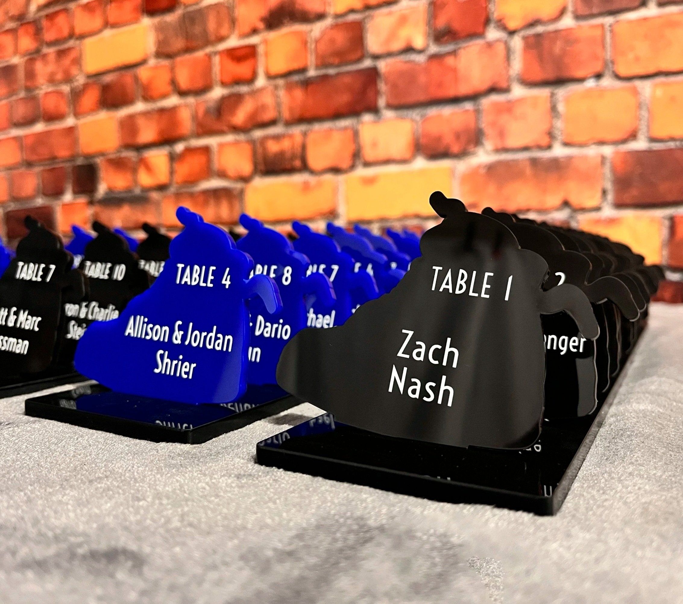 Custom sneaker shaped escort cards. 