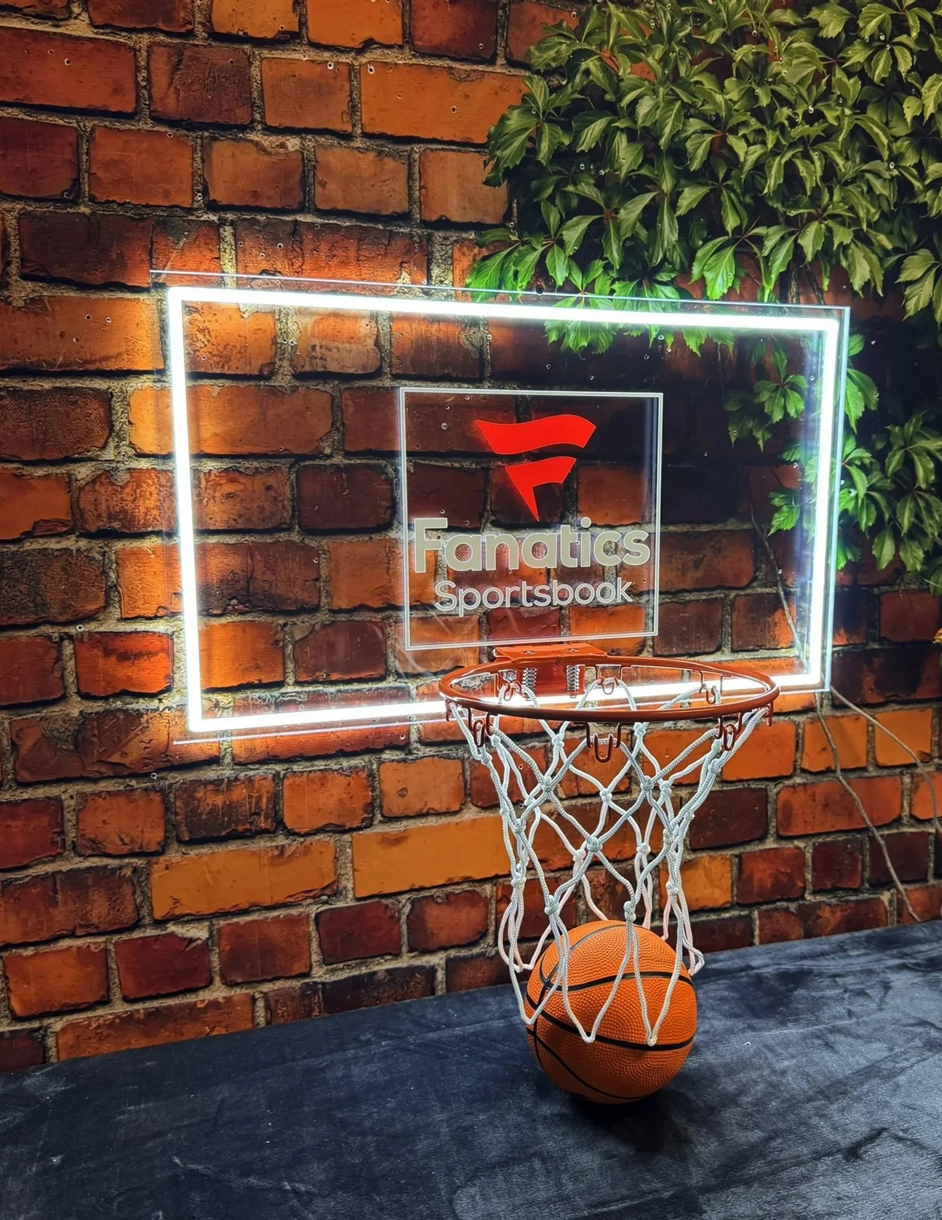 Custom Fanatics basketball backboard/ hoop sign-in board.