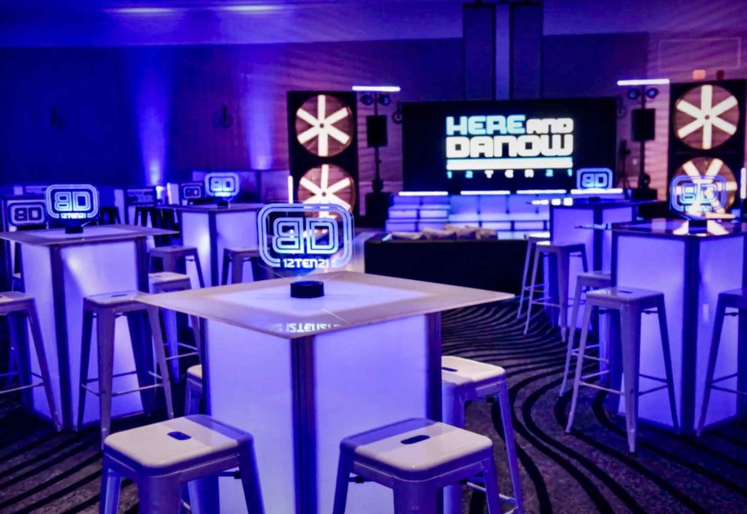 Custom monogram LED centerpieces.
