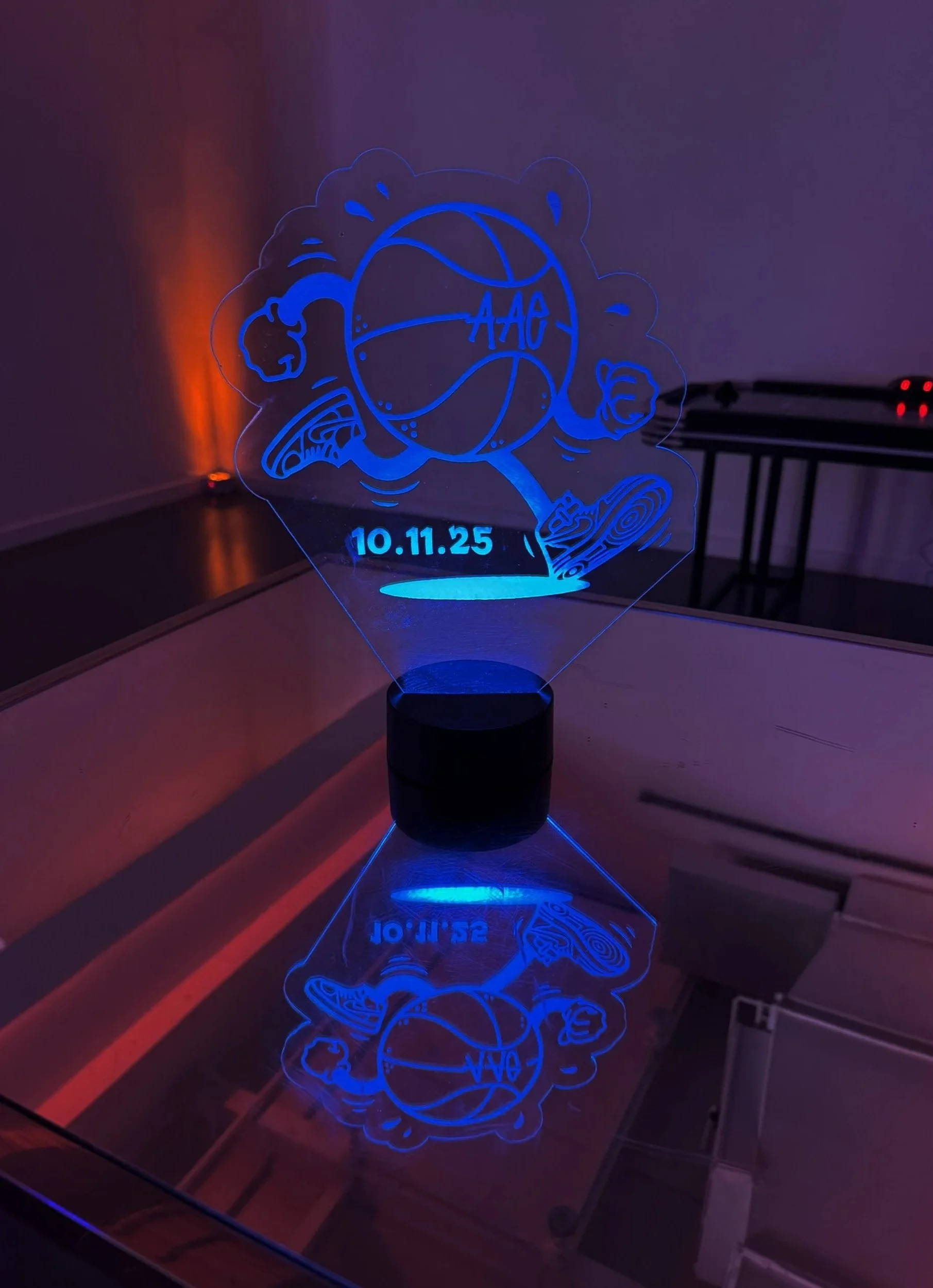 Custom LED basketball centerpiece. 