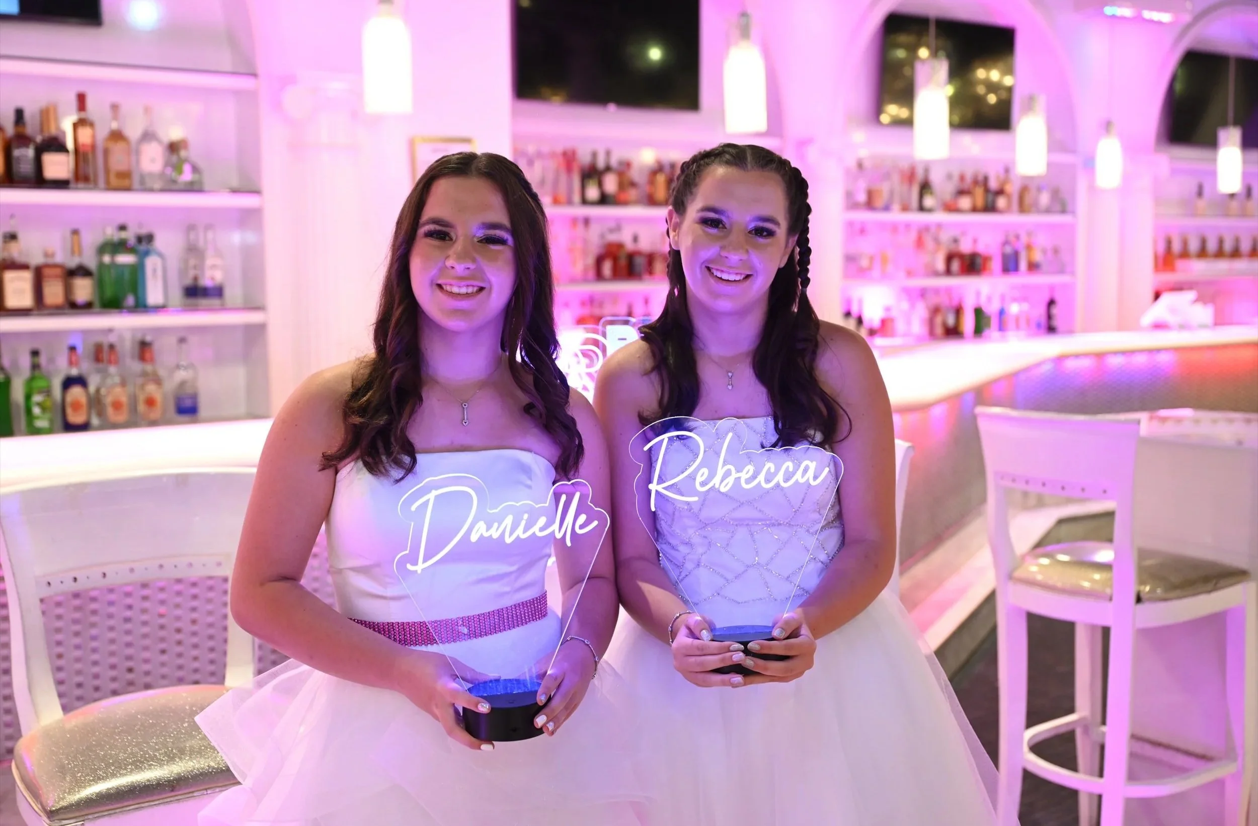 Custom script LED centerpieces. 