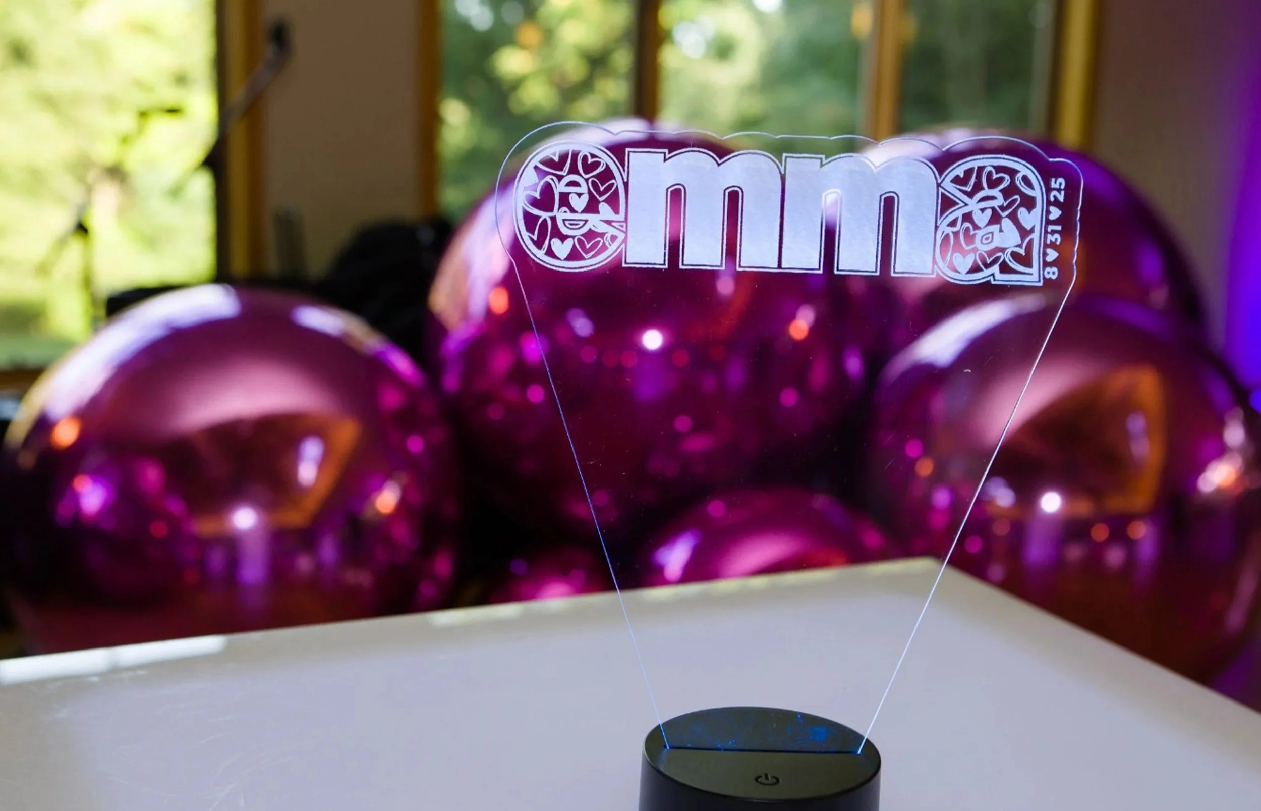 Custom LED centerpiece of a name. 