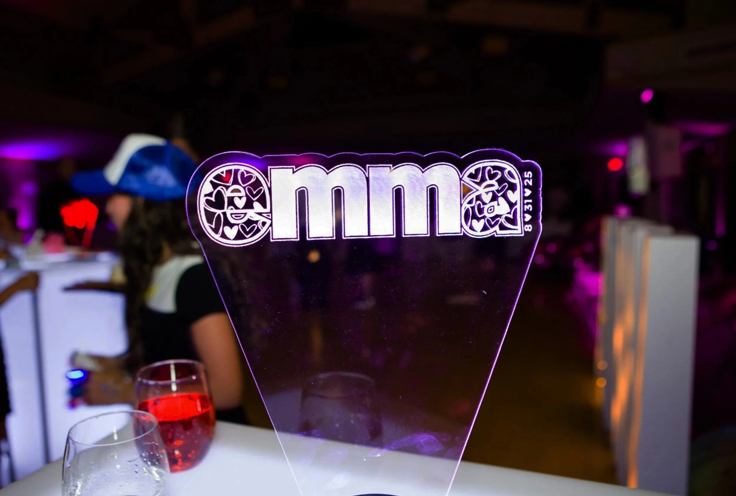 Custom LED centerpiece of a name. 