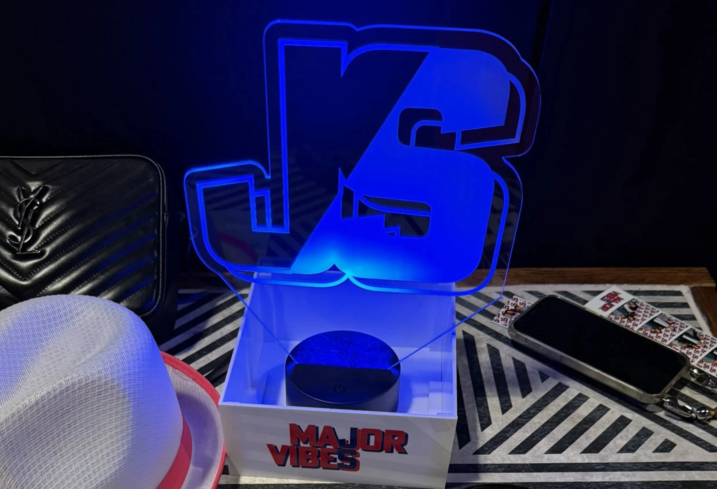 Custom LED monogram centerpiece. 