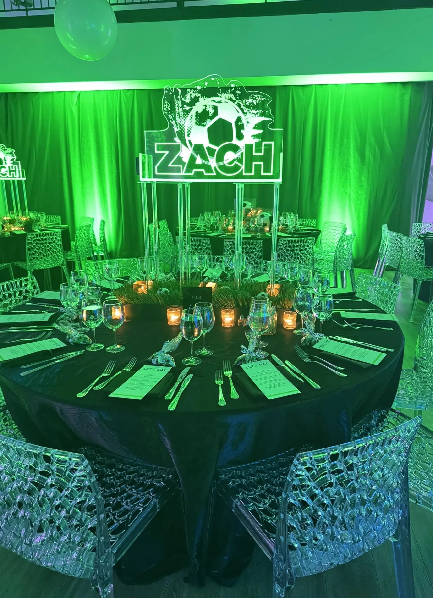 Custom Large soccer LED Centerpiece. 