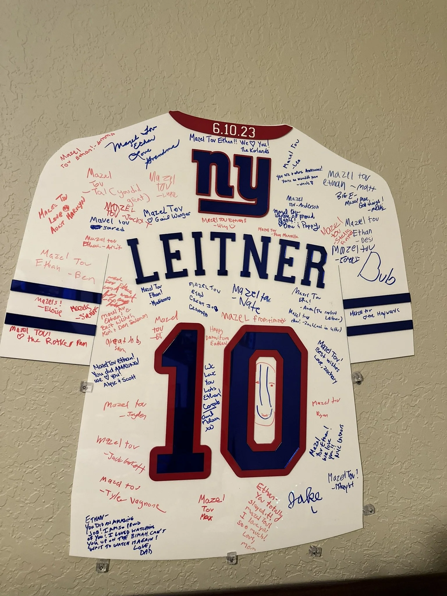 Custom New York Giants sign-in board. 