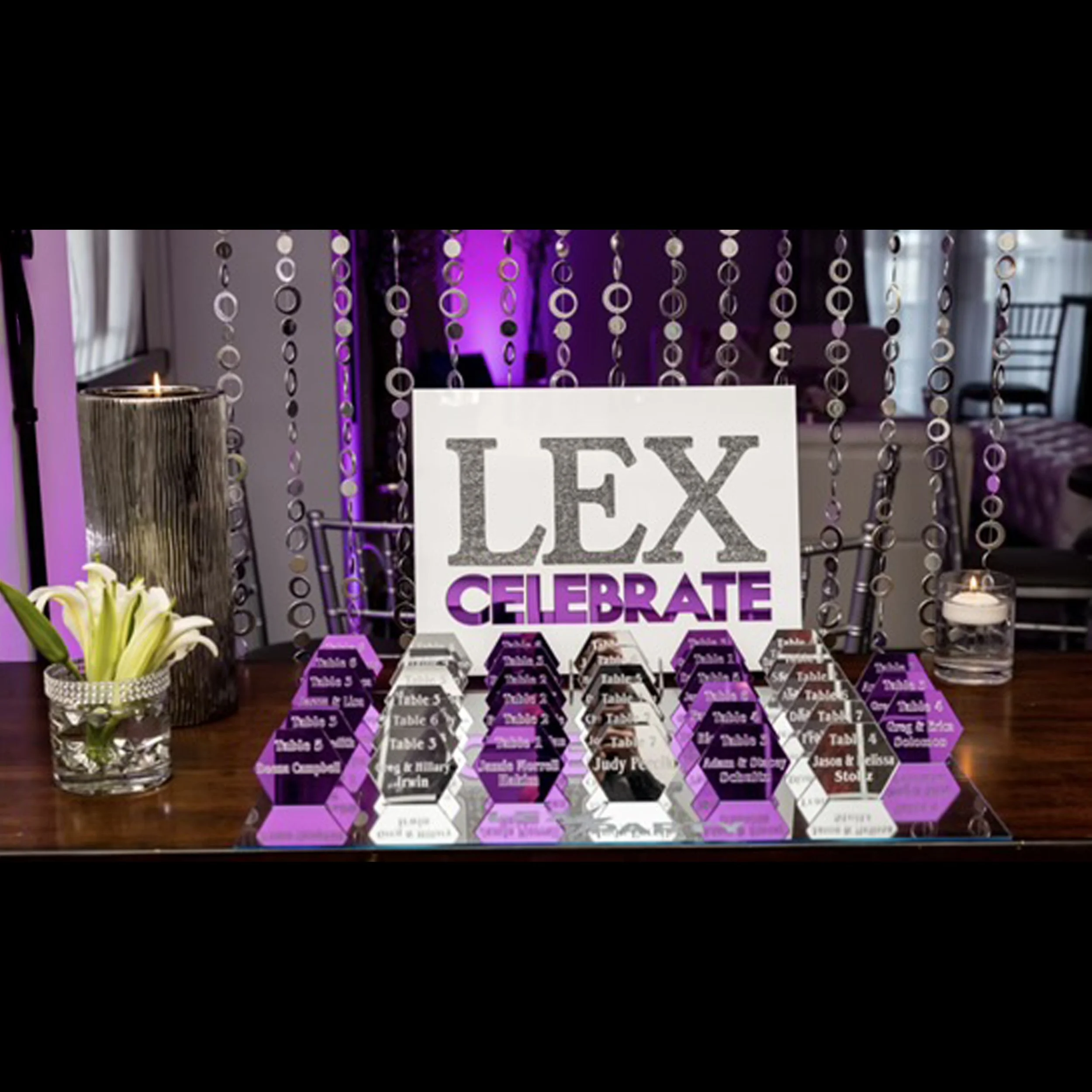 Purple and Silver Mirror Hexagon Place Cards.jpg
