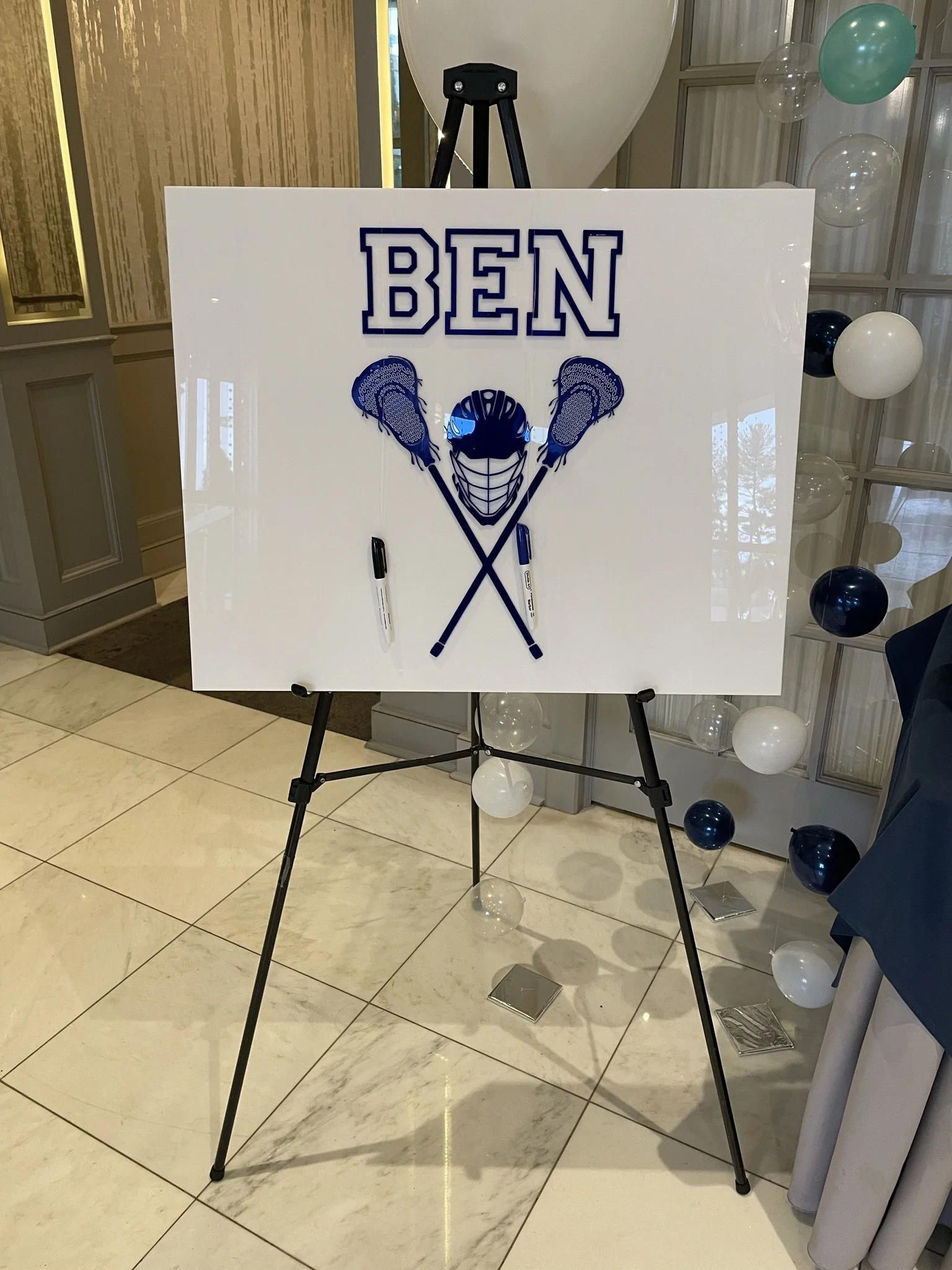 Lacrosse Sign in Board_Sports_White Acrylic_Blue_Bar.JPEG