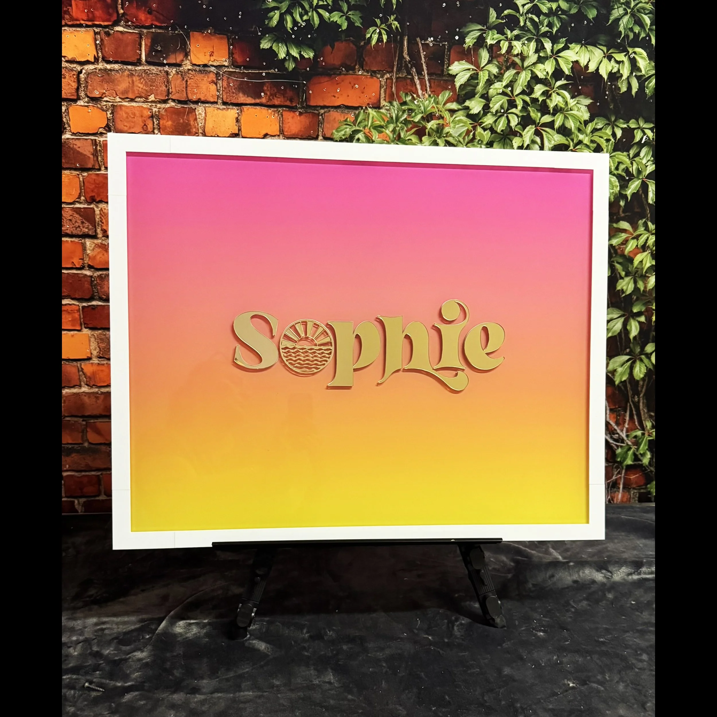 Sophie Gold Mirror Text Sunset Ombre Board Blank.jpg