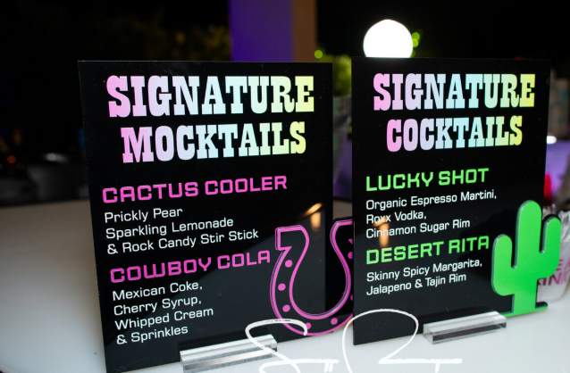 Custom western themed drink menu. 