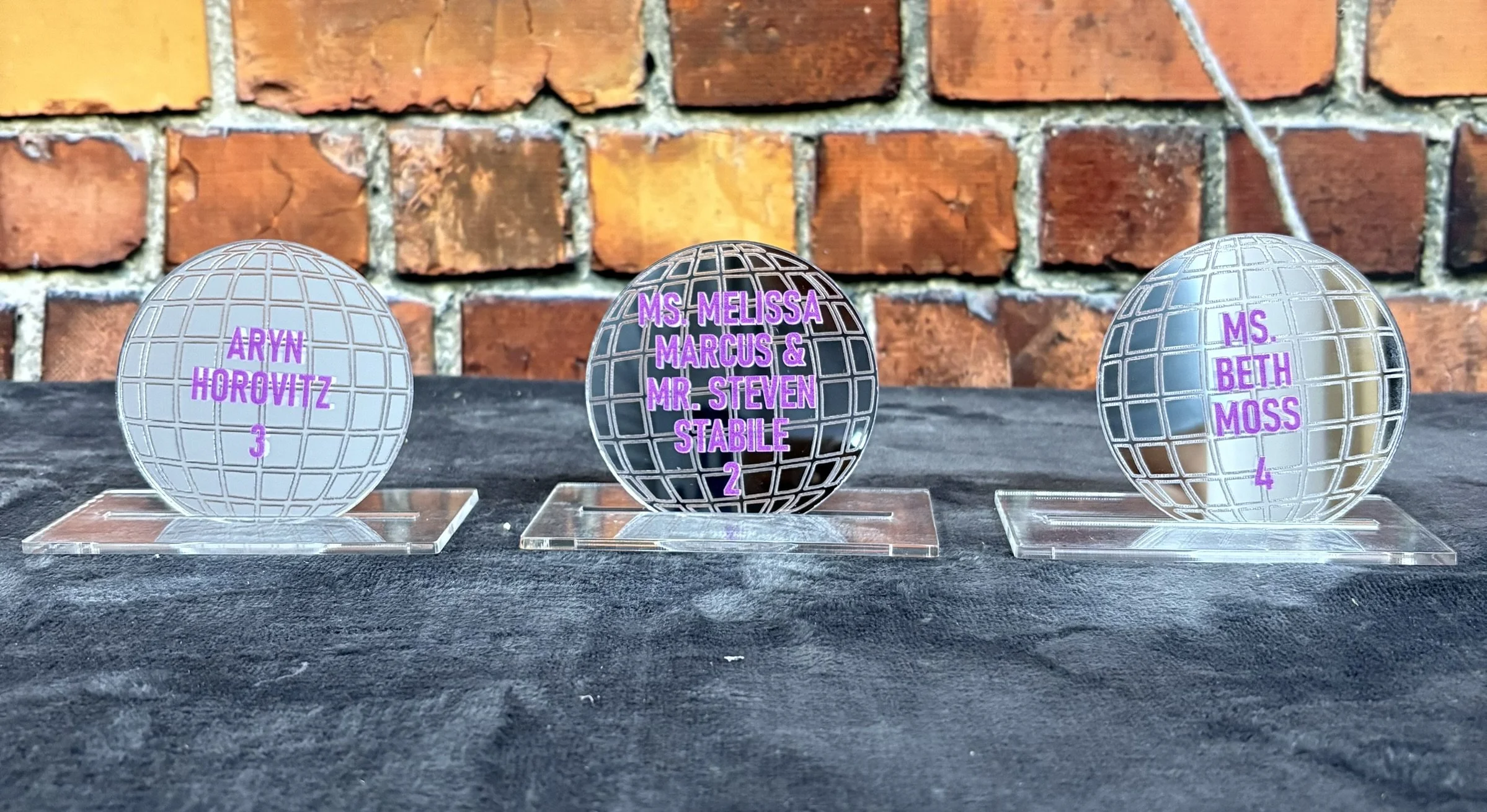 Silver Mirror Disco Escort Cards_Purple_Bat Mitzvah.JPEG