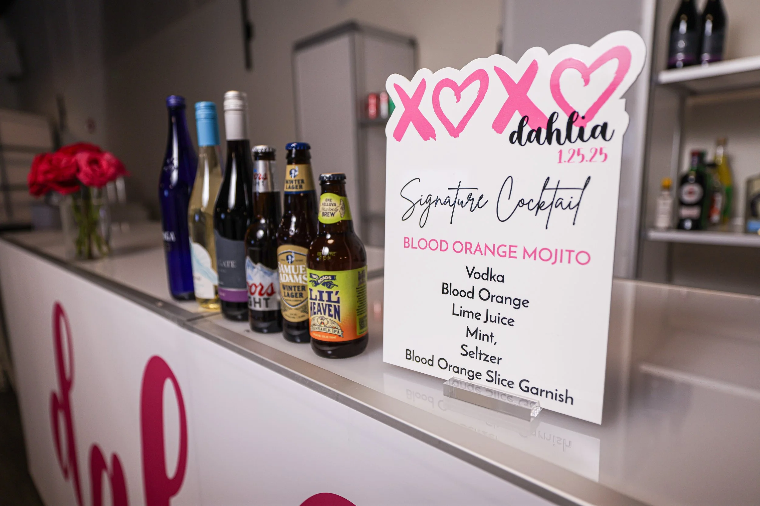 Custom XOXO drink menu. 