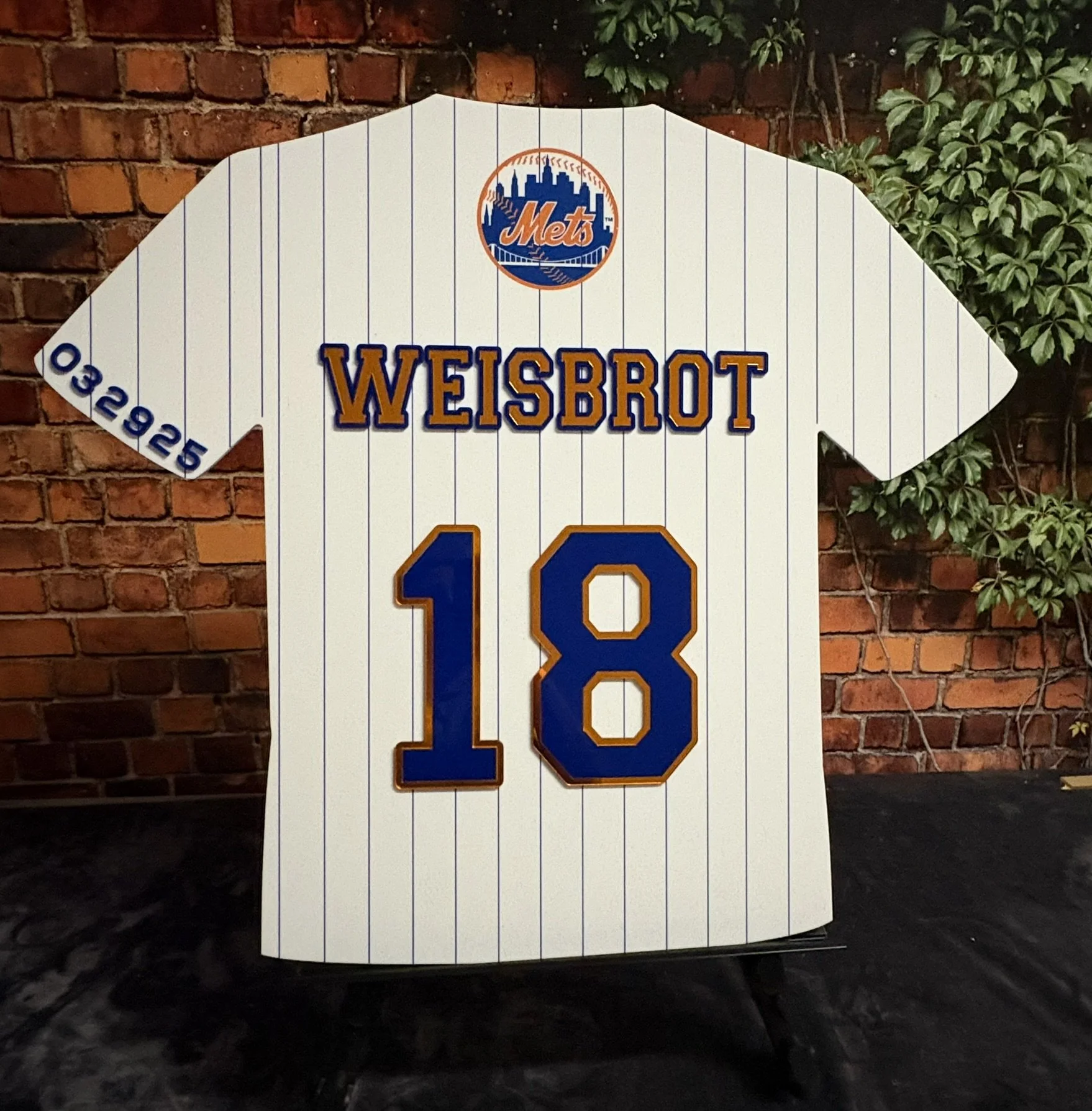 Custom Mets baseball jersey sign-in board.