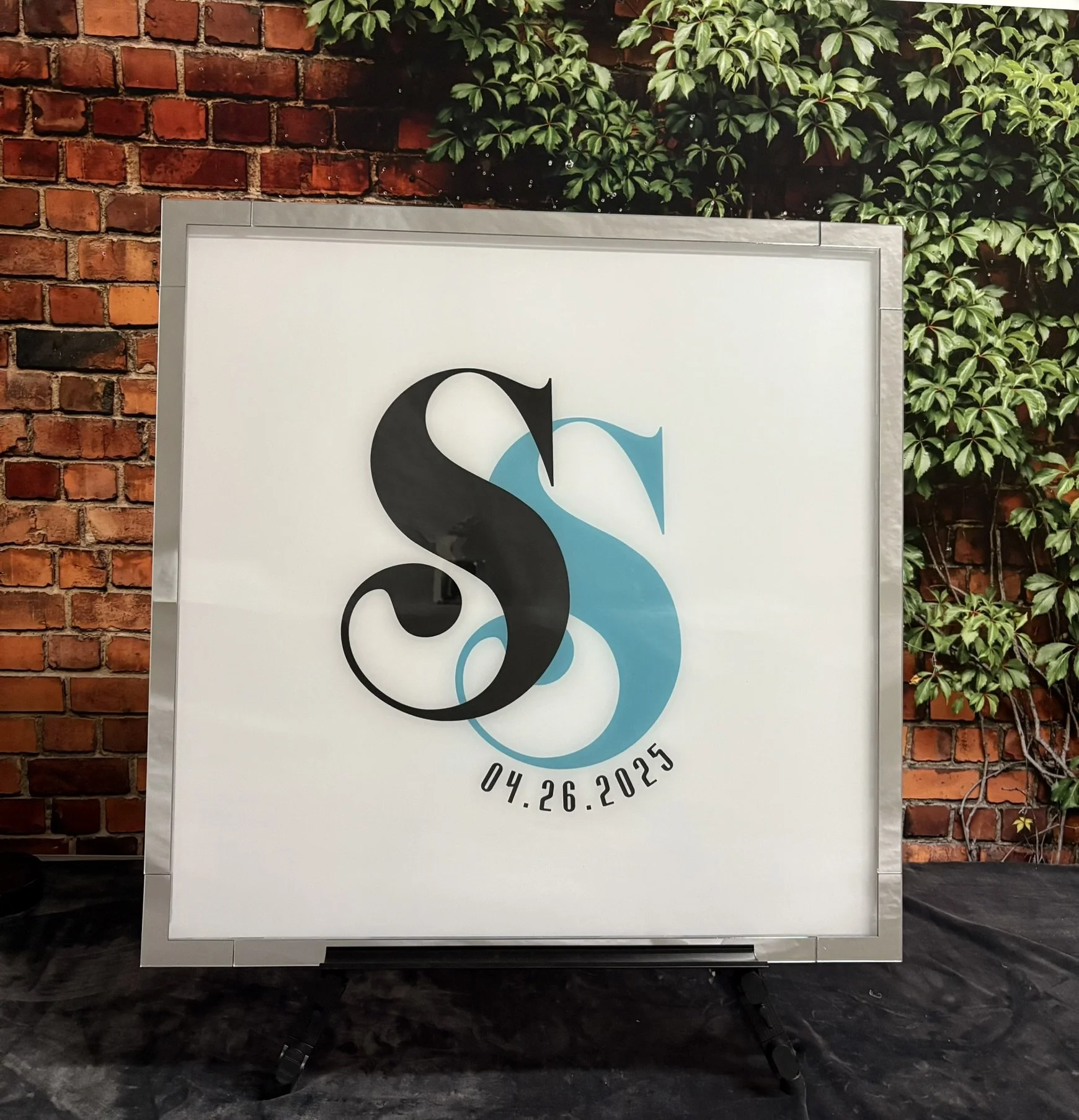 White Acrylic_Black and Teal_Monogram_Bat.JPEG