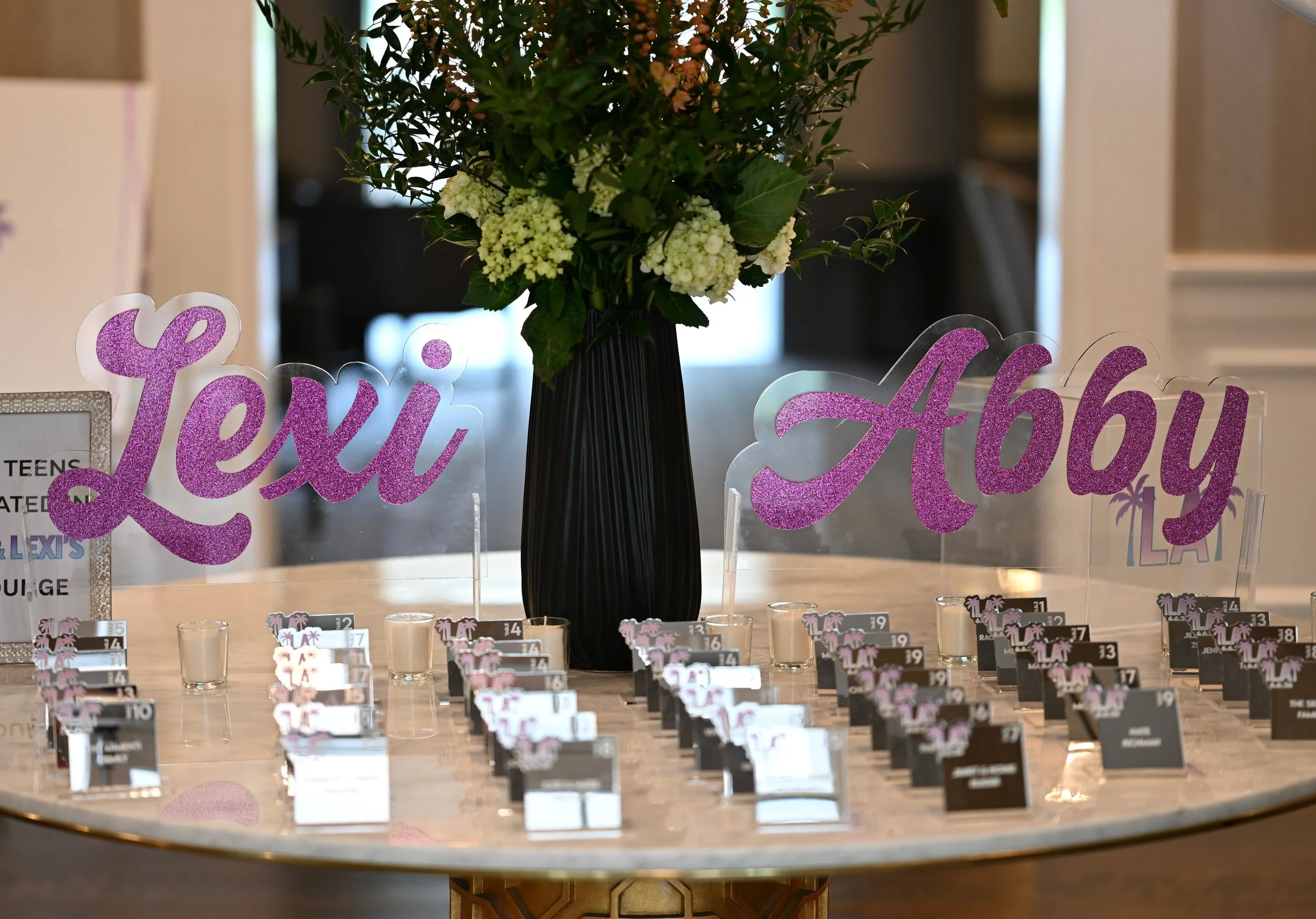 B'nai Mitzvah_Bat_Purple glitter_Tropical escort cards_Palm Tree.jpeg