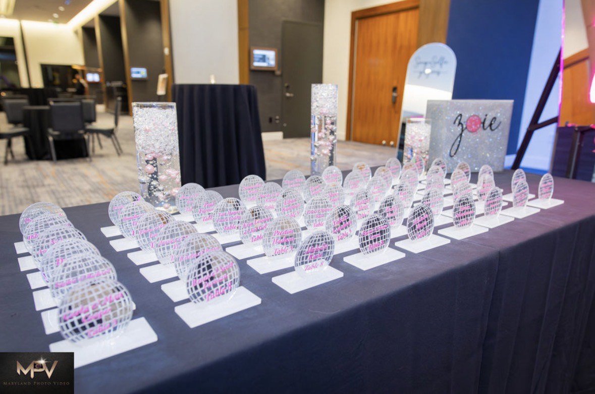 disco ball escort cards