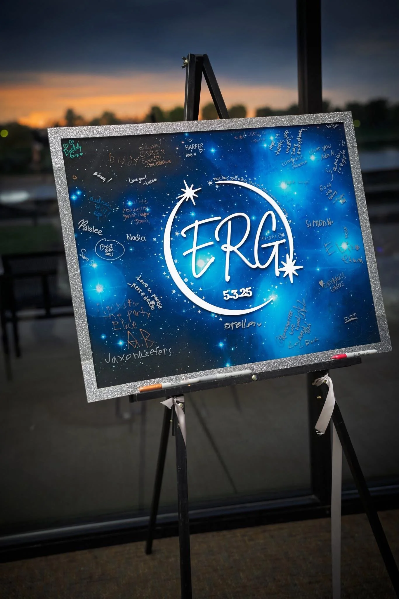 Galaxy Sign In Board_star_Planet_Space_Initials_Blue_Acrylic_Bat.JPG