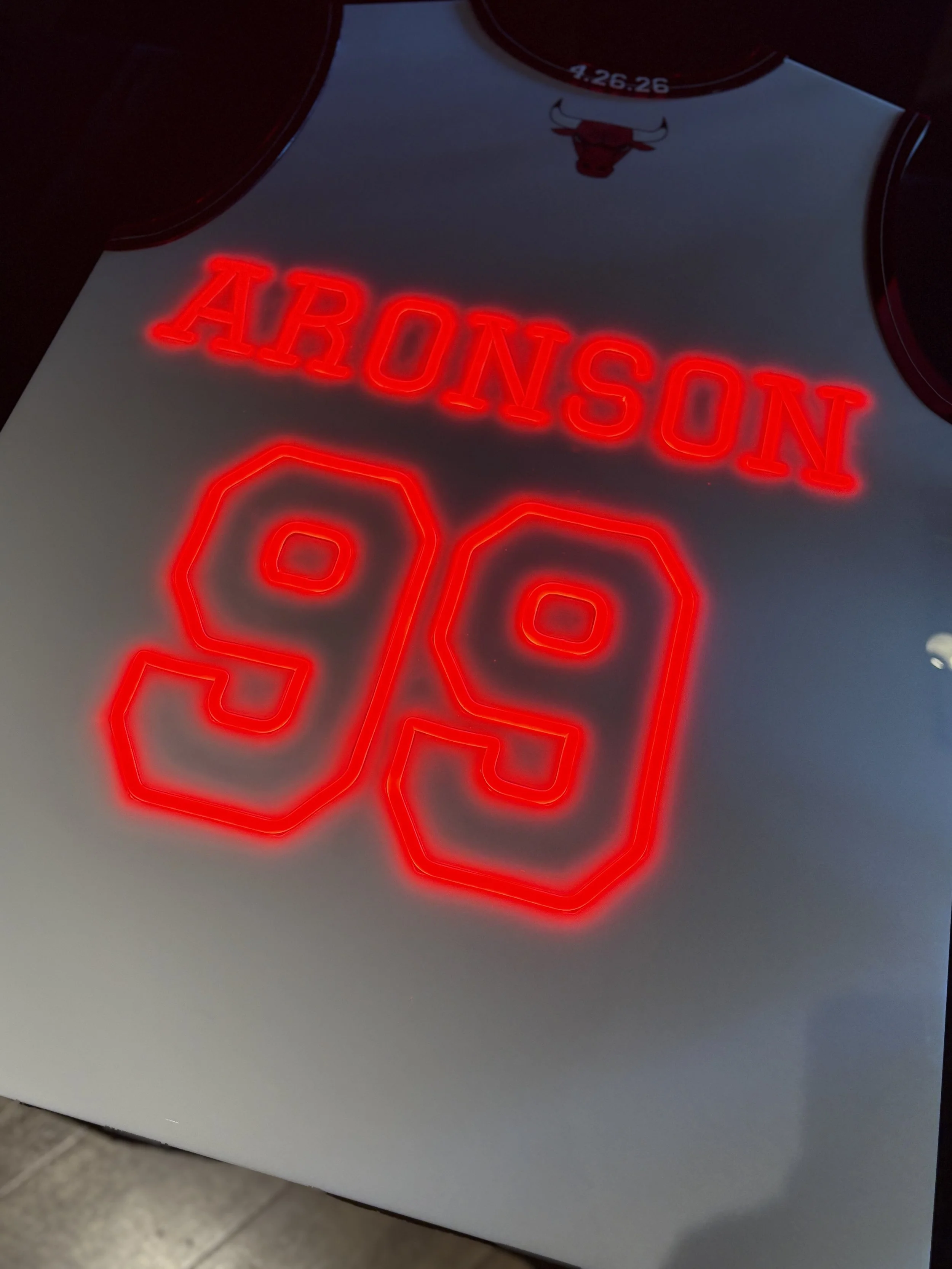 Chicago Bulls Basketball jersey sign in board_Red neon_Sports_Light up_Bar.jpeg
