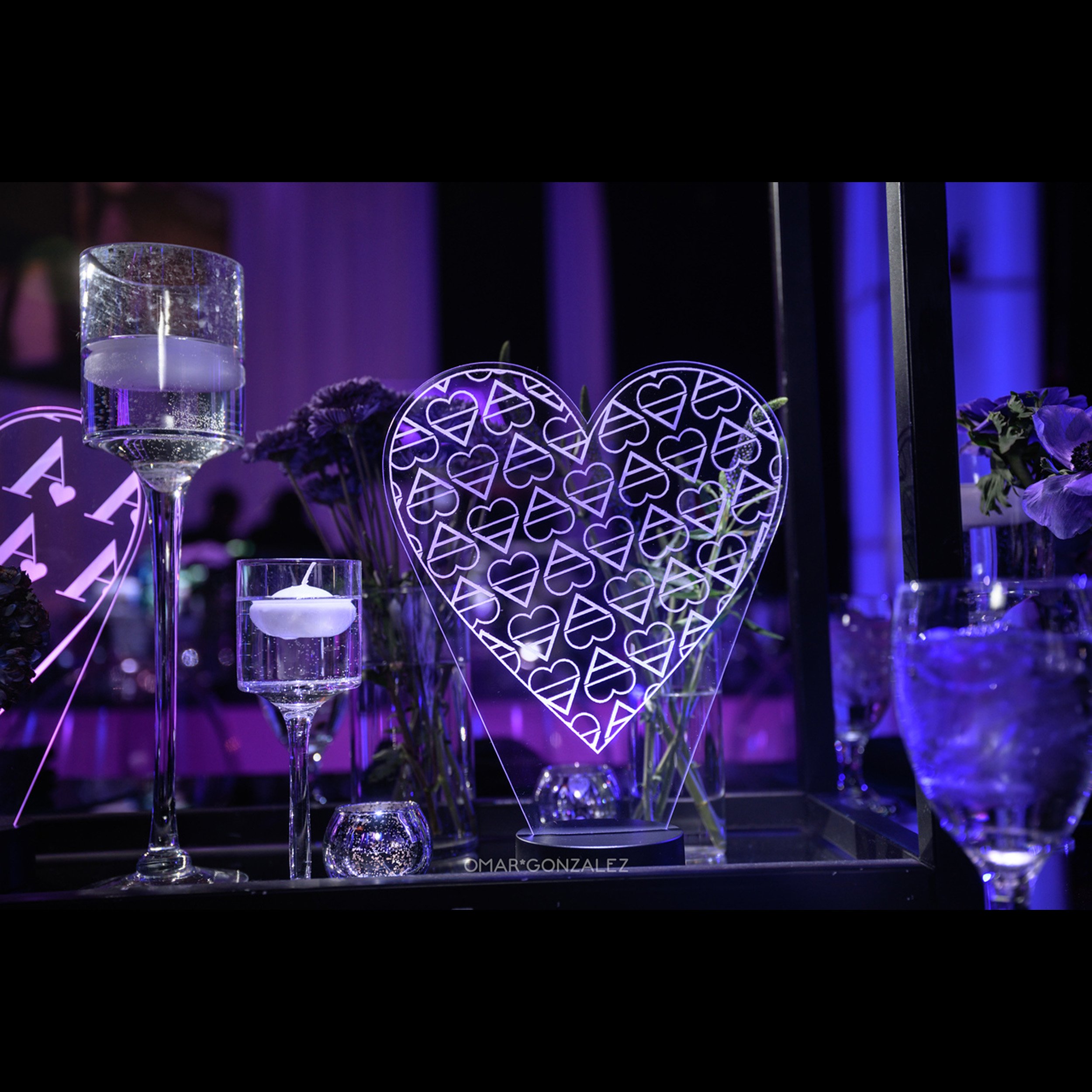 Purple Hearts on Heart Centerpiece.jpg
