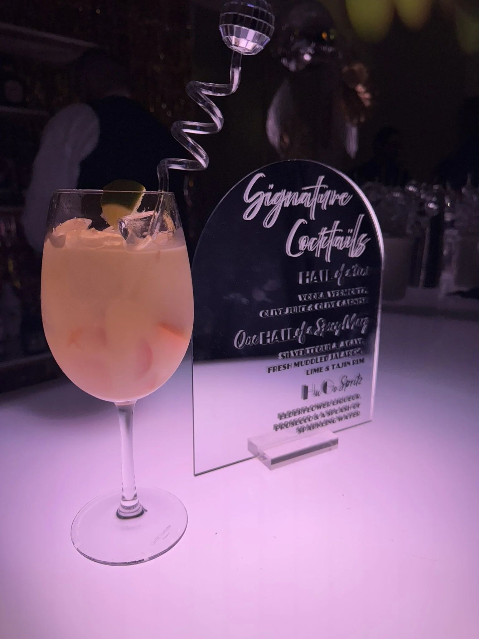 Custom mirrored drink menu. 