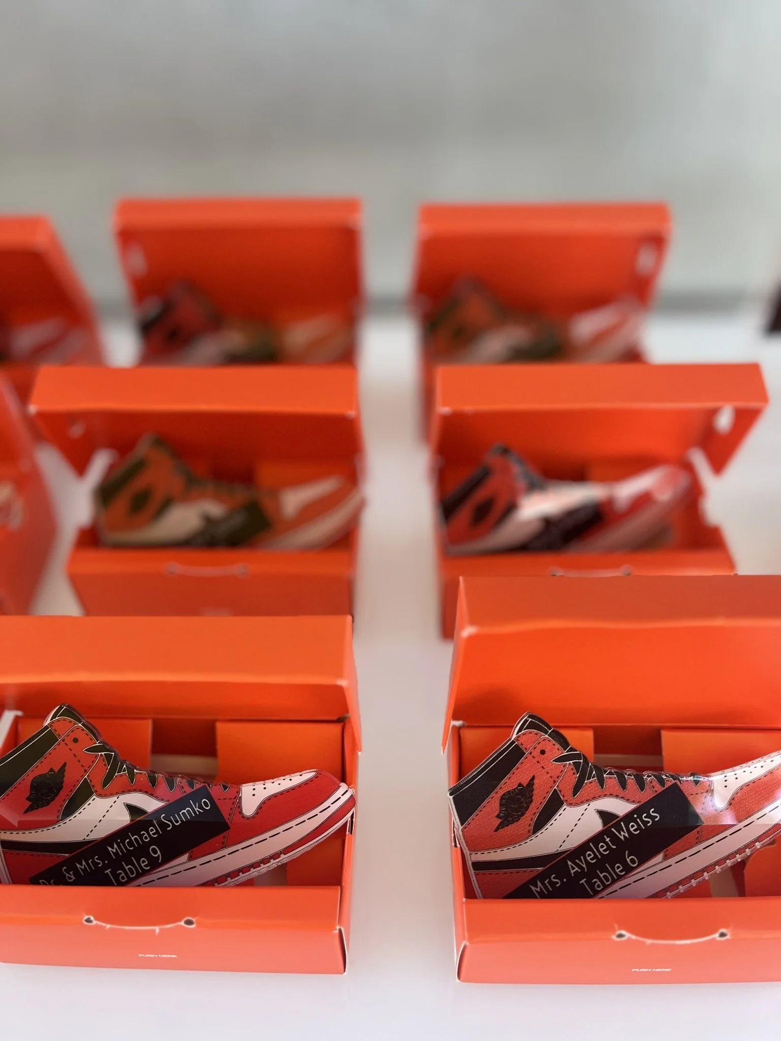 Custom Nike sneaker escort card.