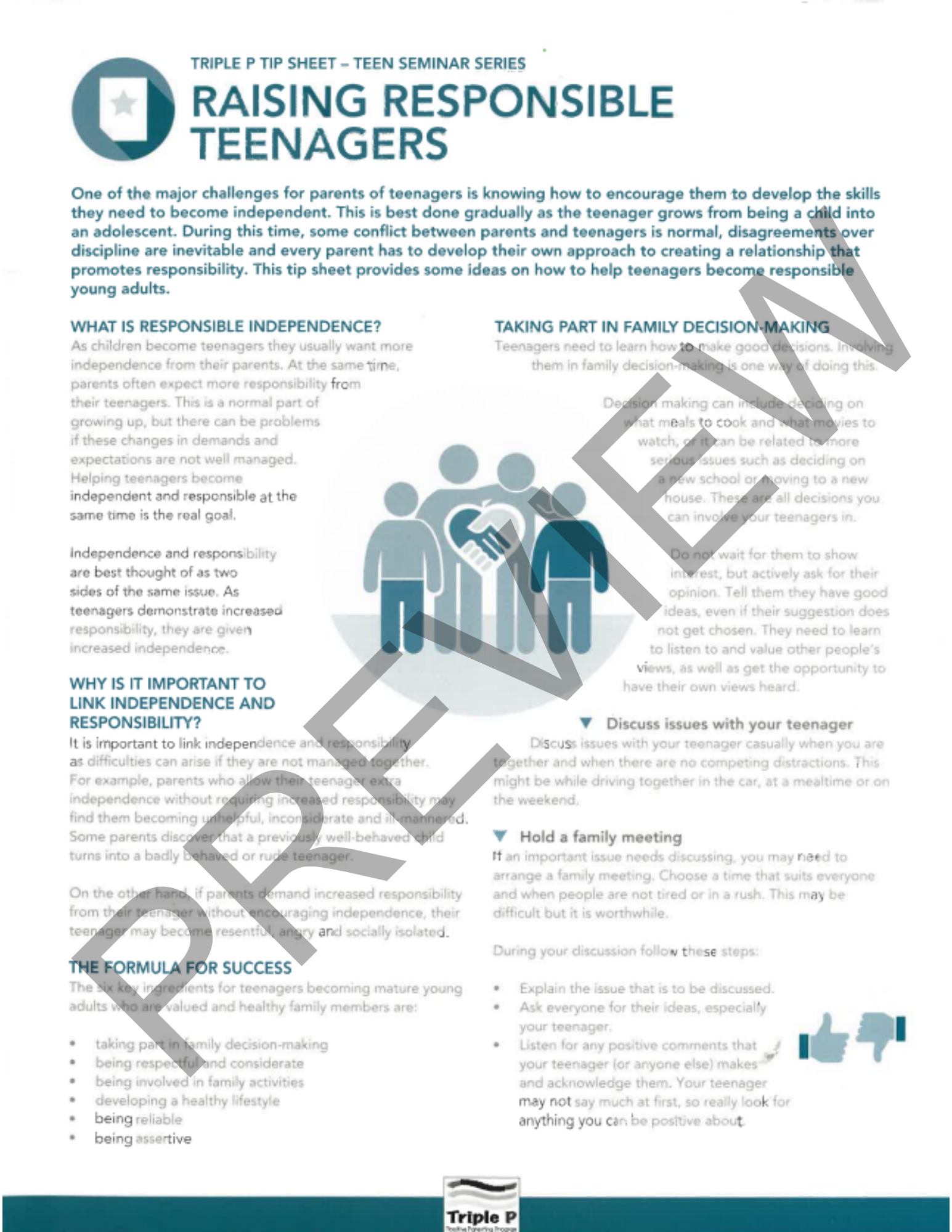 Selected Seminar Teen Series: Raising Responsible Teenagers