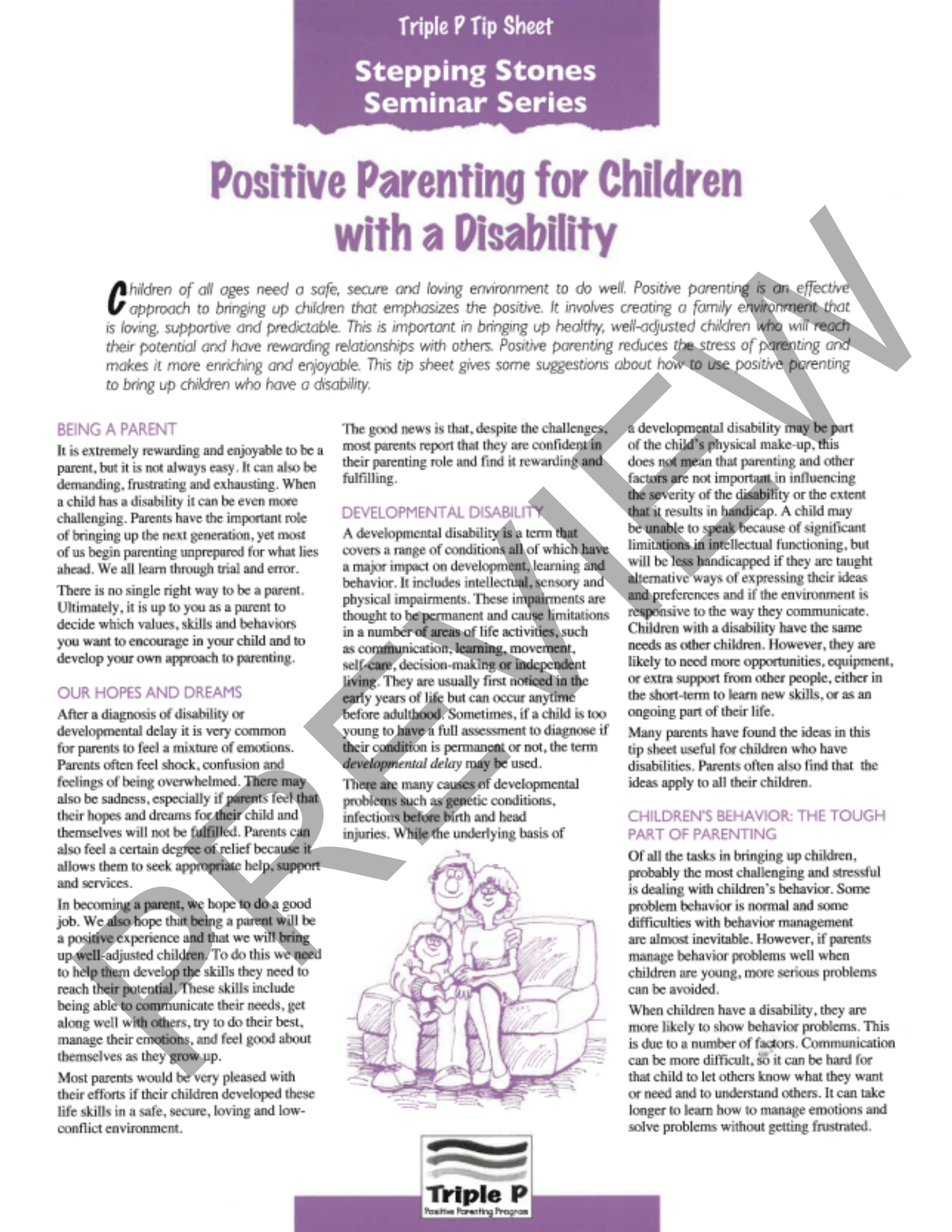 Selected Seminar Stepping Stones Series: Positive Parenting for Children with a Disability