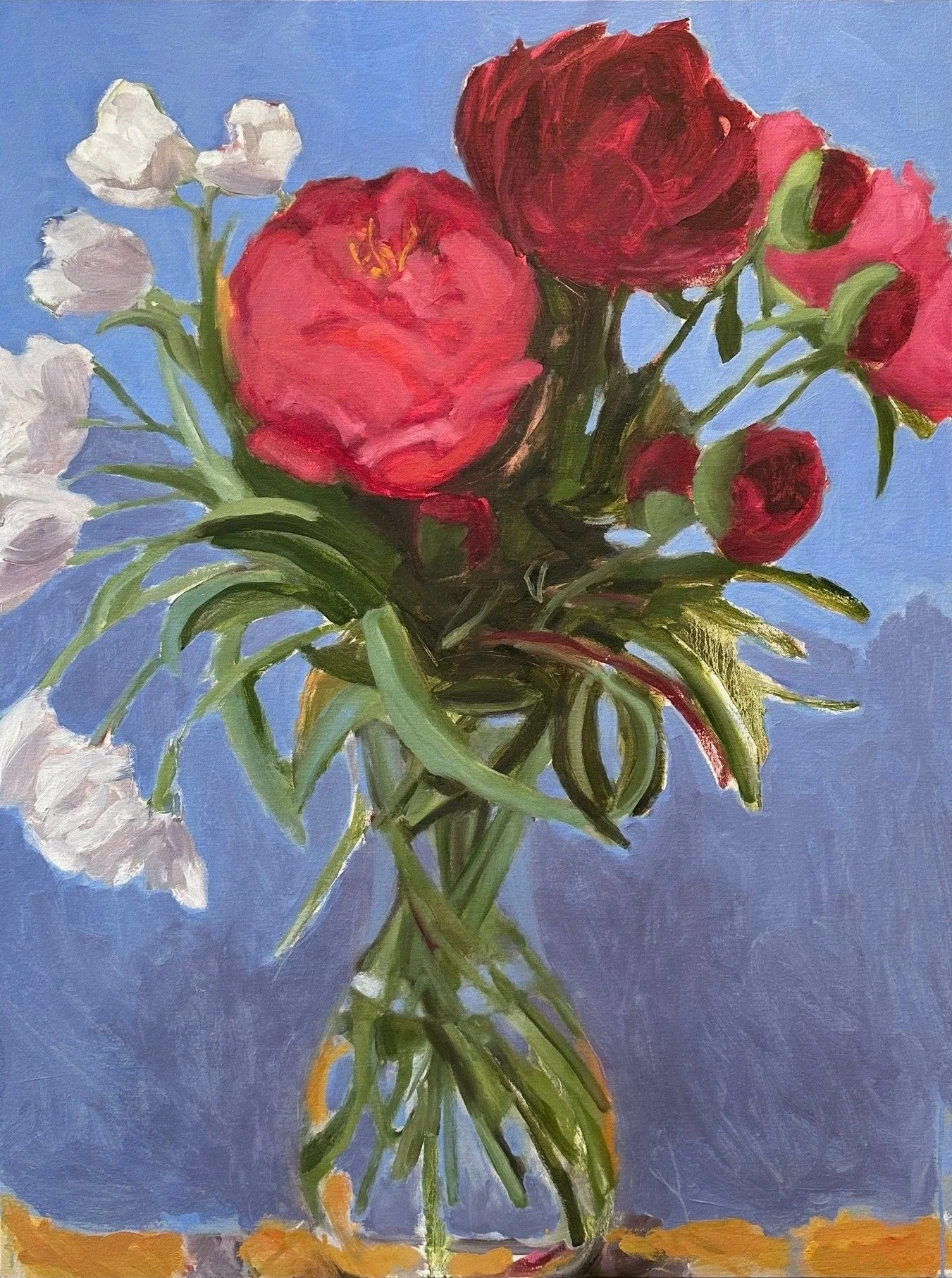 Peonies and Tulips. 40" x 30" oil on canvas