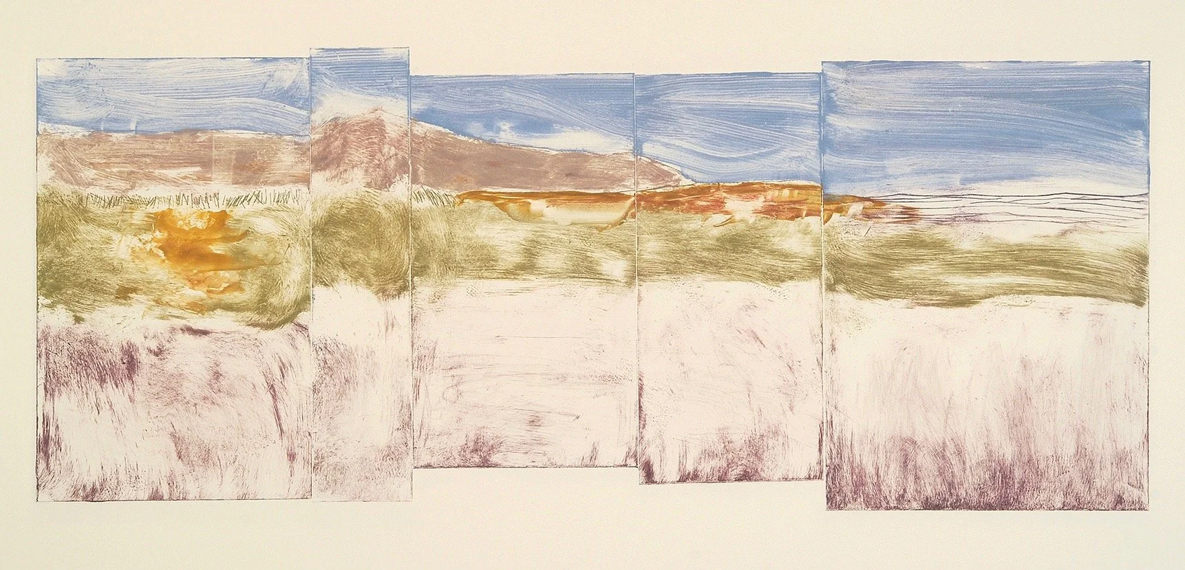 Grass IV,  9 1/4" x 23 1/4"  5 plate monoprint