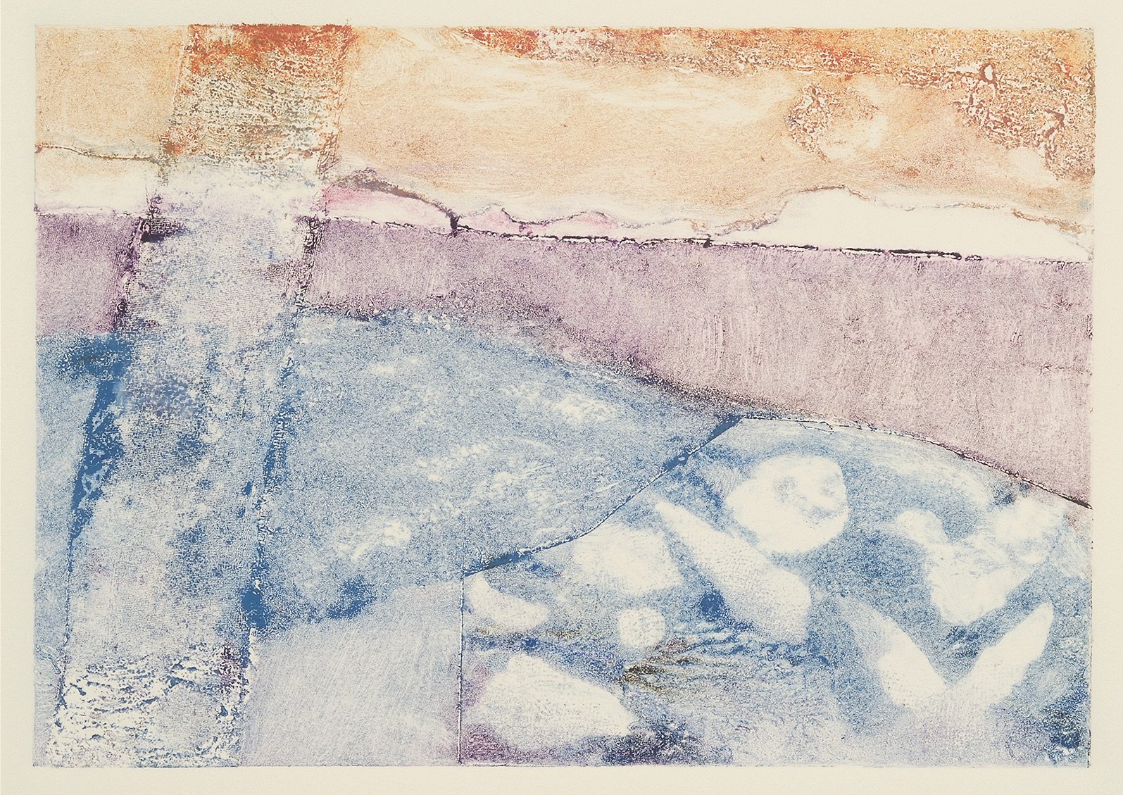 Distant Moon Blue Fade  5 3/4" x 8 1/4" carborundum collograph