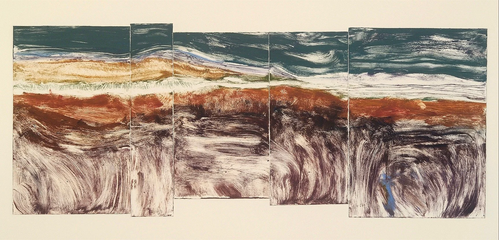 Grass II,  9 1/4" x 23 1/4"  5 plate monoprint