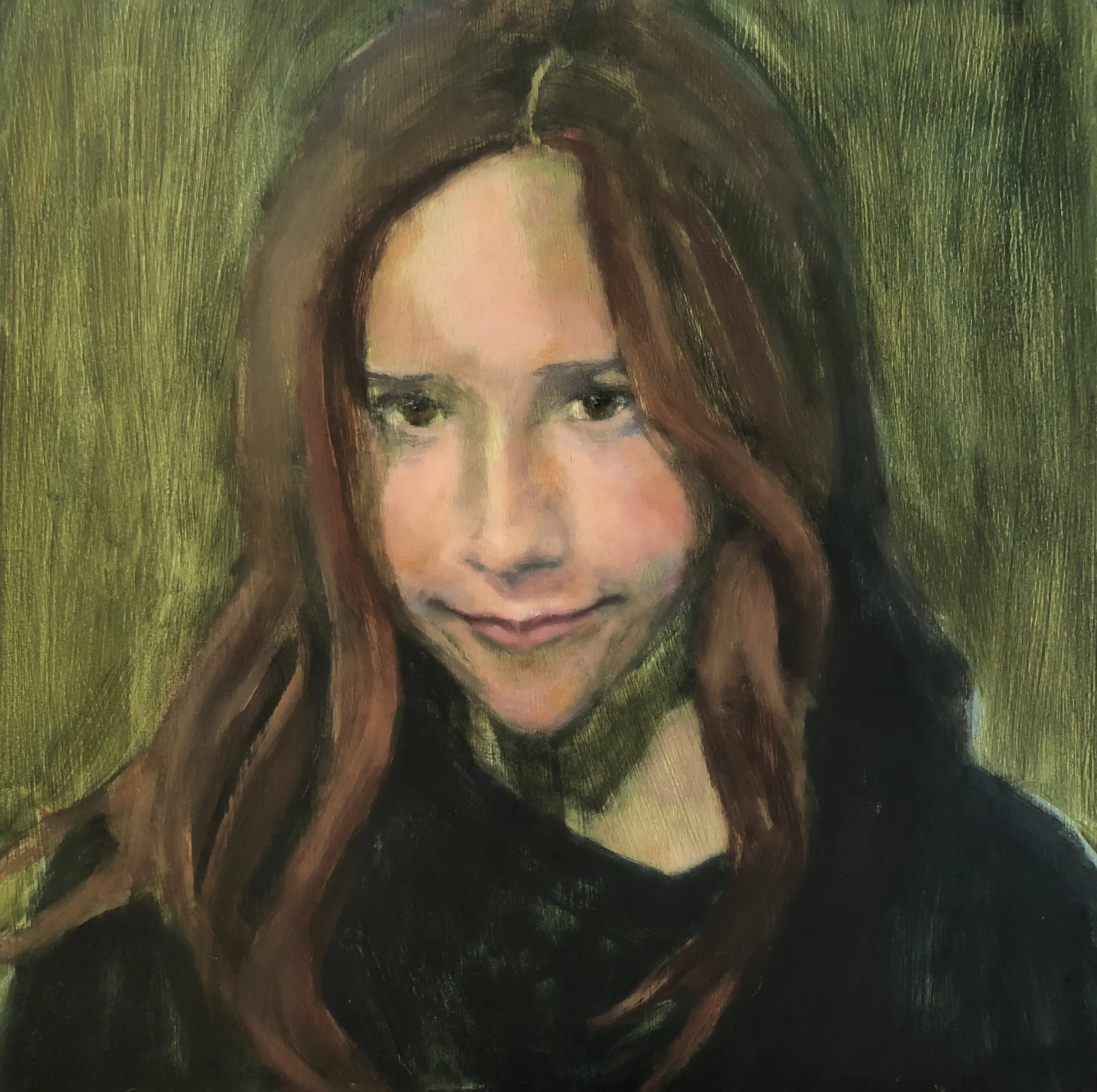 Caitlyn  15" x 15" oil on wood panel