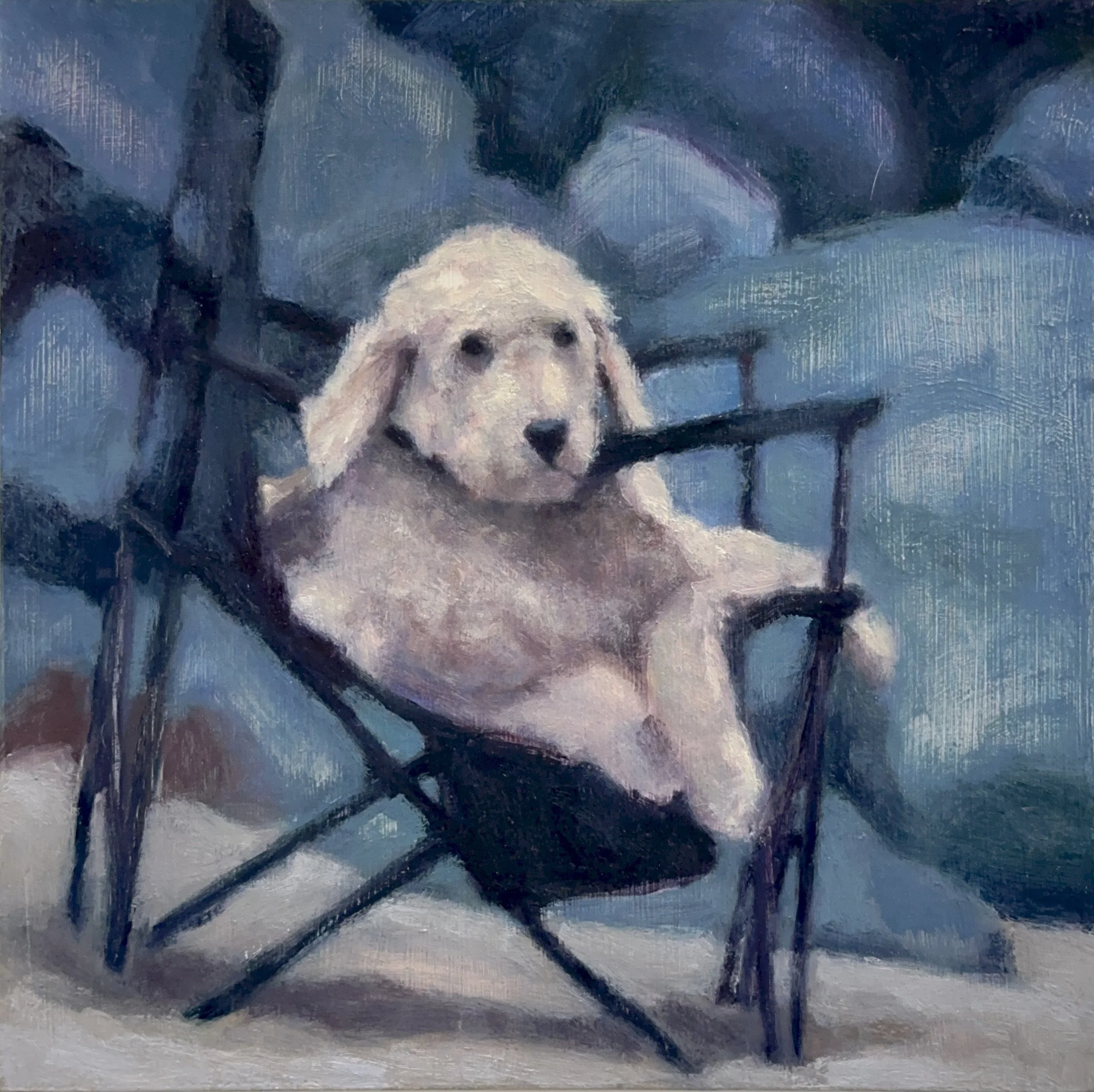 Doodle Time  5" x 5"  oil on wood panel
