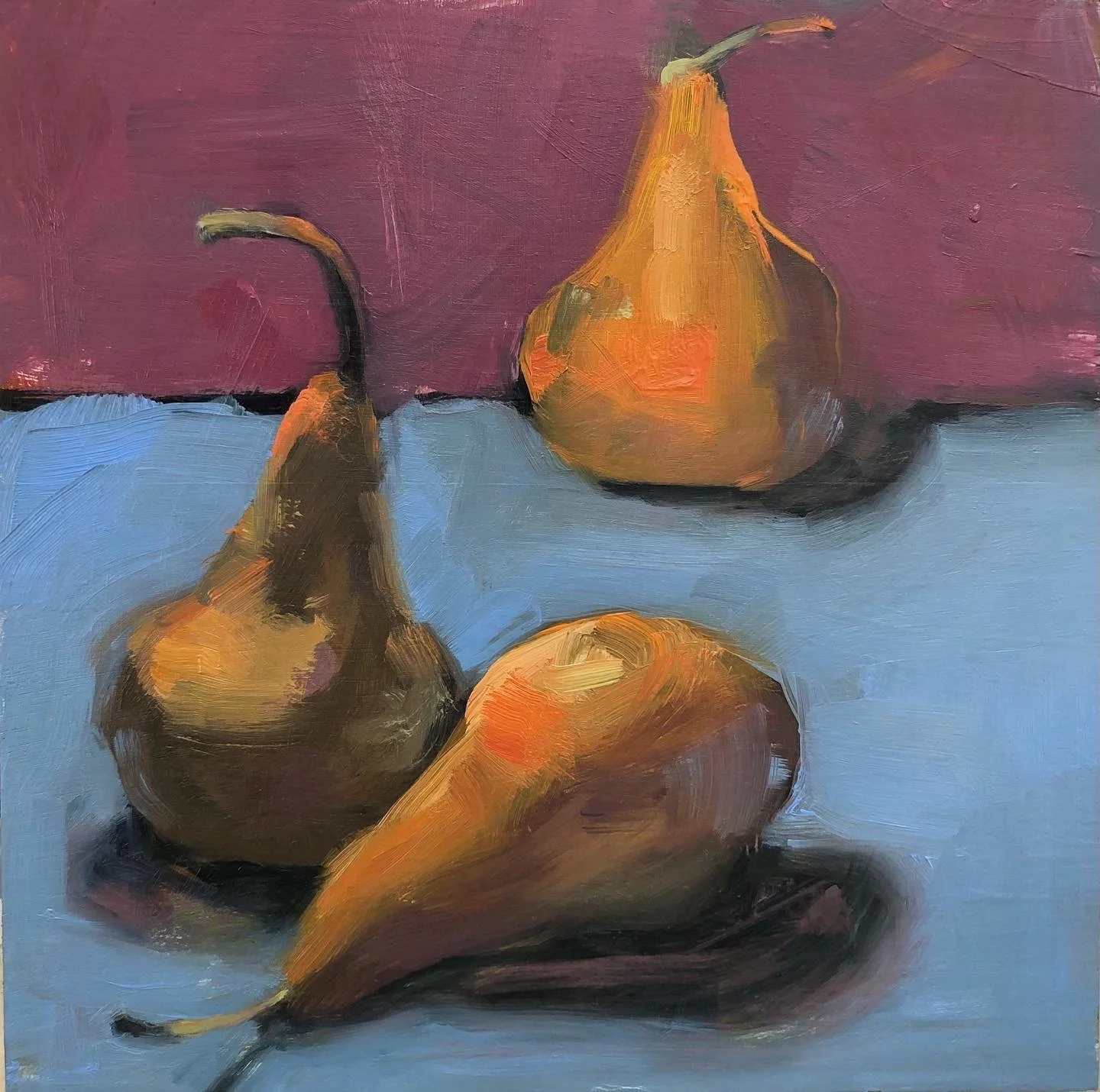 Bosc Trio 3  7" x  7" oil on wood panel