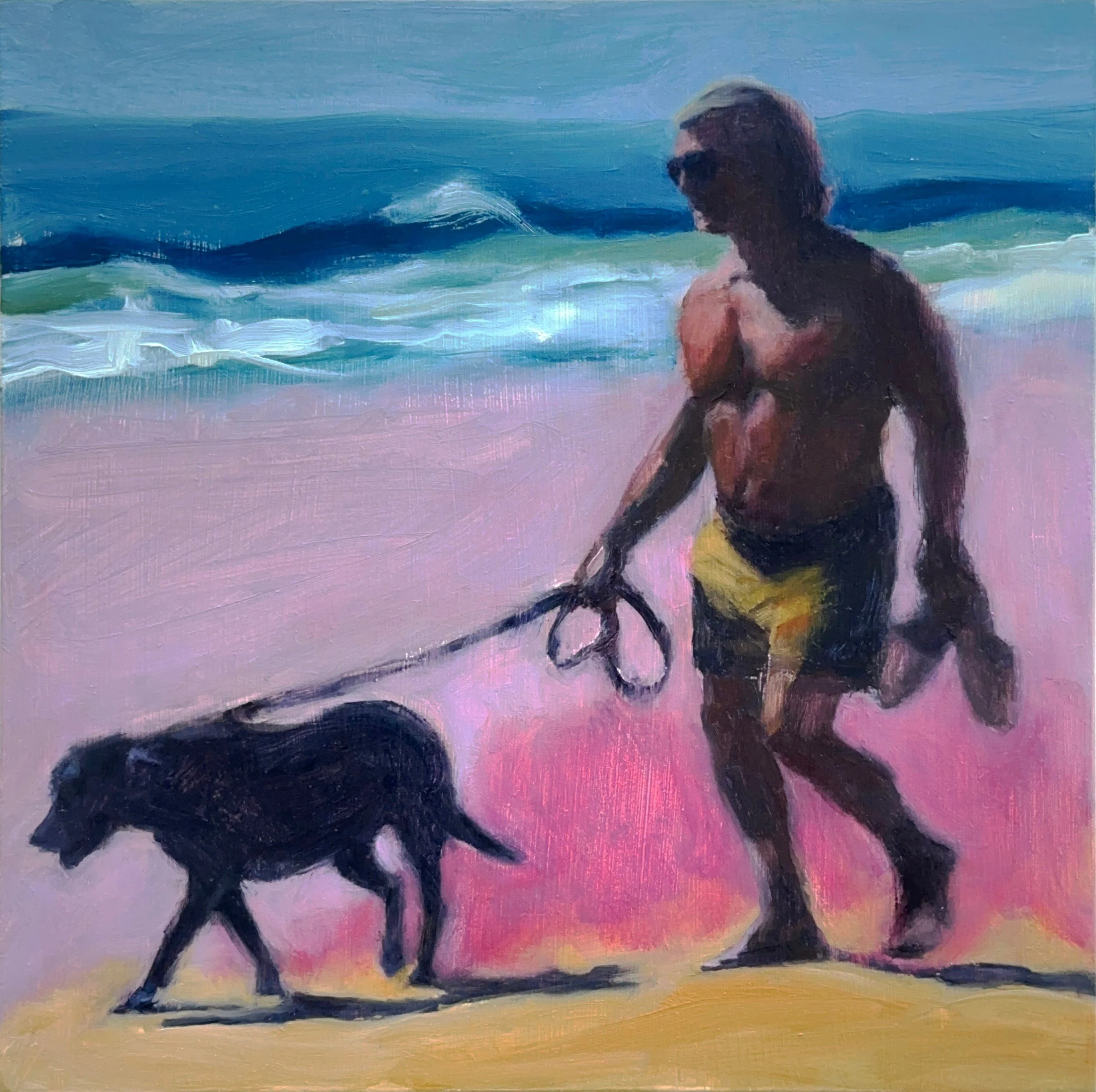 The Bronzed and the Furry  5" x 5" oil on wood panel